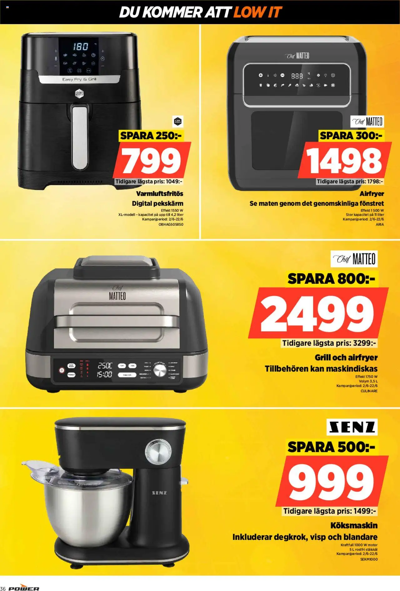 Power reklamblad aktuell från 16.06.2025 | Sida: 36 | Produkter: Grill, Visp, Airfryer