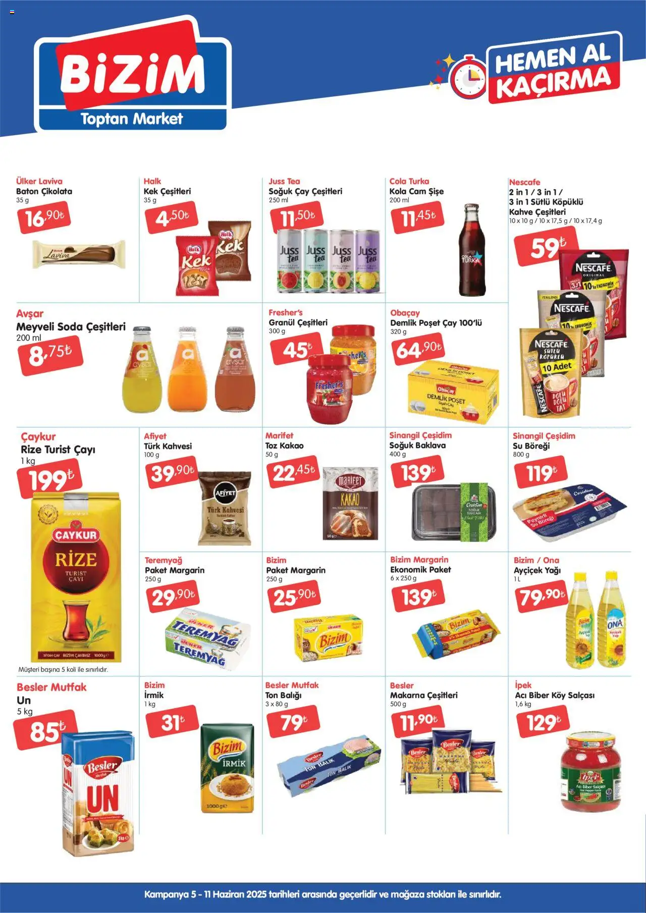 Bizim Toptan Katalog - 05.06.2025 tarihinden itibaren geçerlidir | Sayfa: 2 | Ürünler: Çay, Demlik poşet çay, Su, Ton balığı