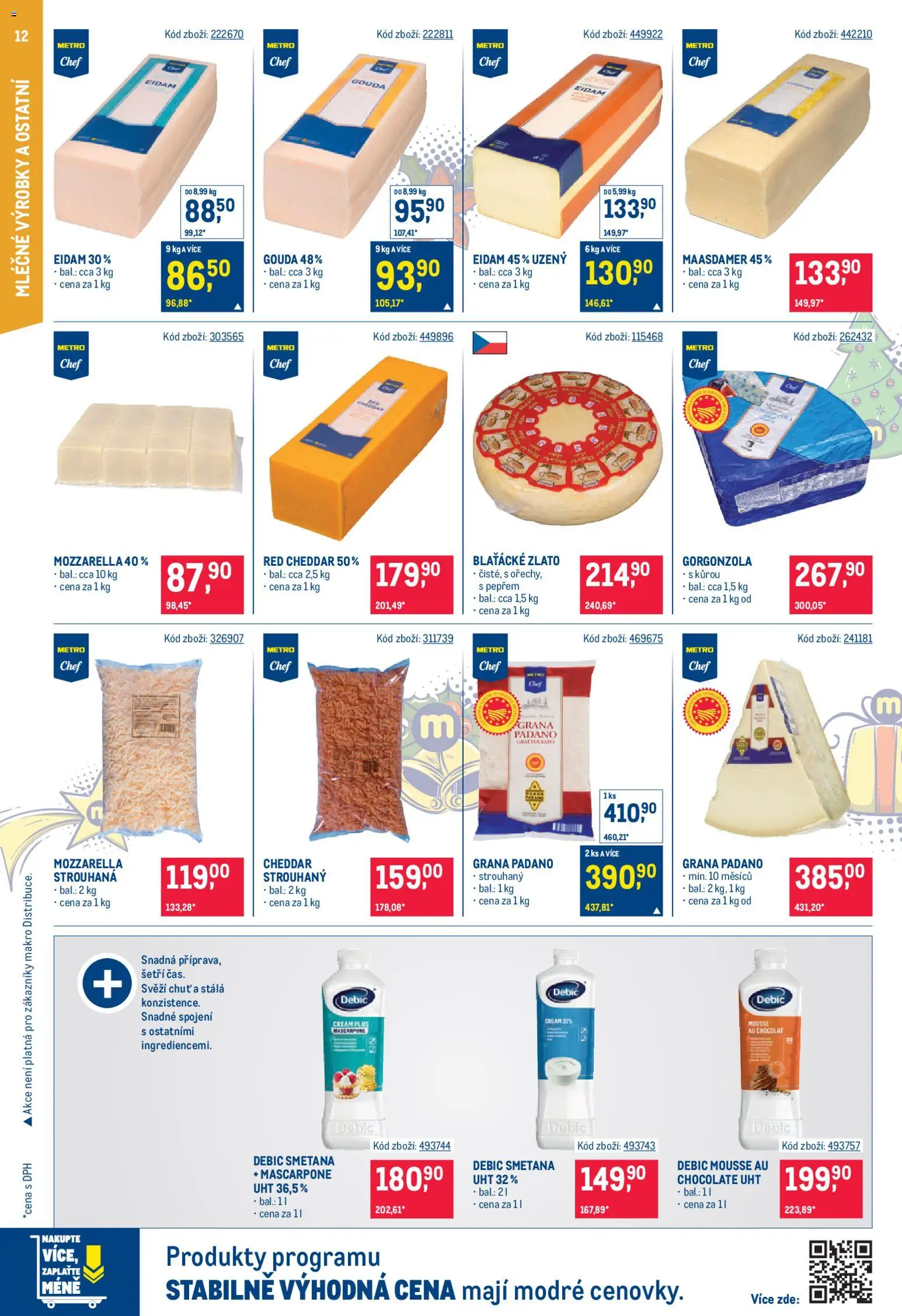 Makro leták - Gastronomie od 19.11.2025 | Strana: 12 | Produkty: Gouda, Maasdamer, Smetana, Eidam