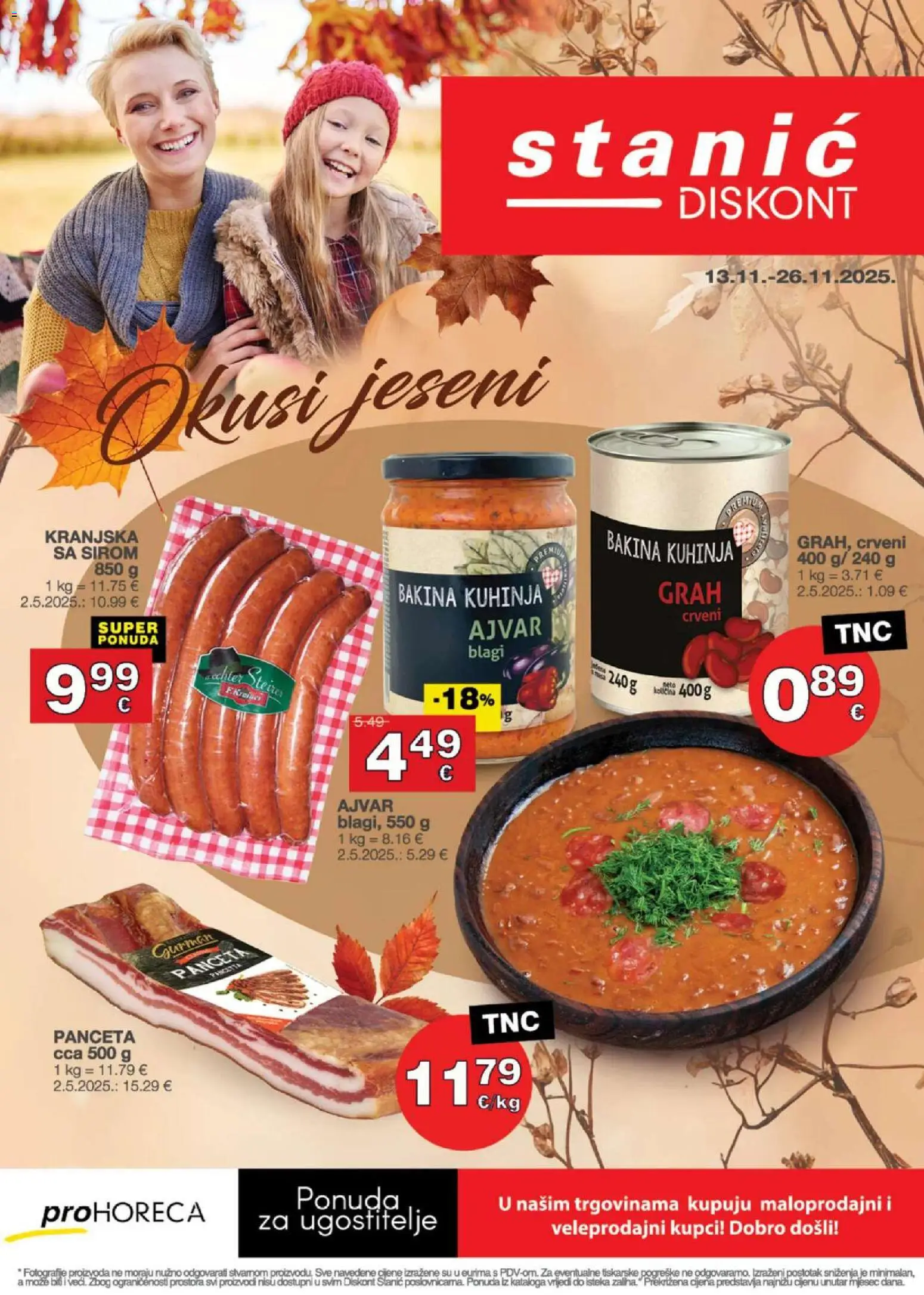 Stanić Diskont katalog | vrijedi od 13.11.2025 | Stranica: 1 | Proizvodi: Grah, Ajvar, Panceta, Kuhinja