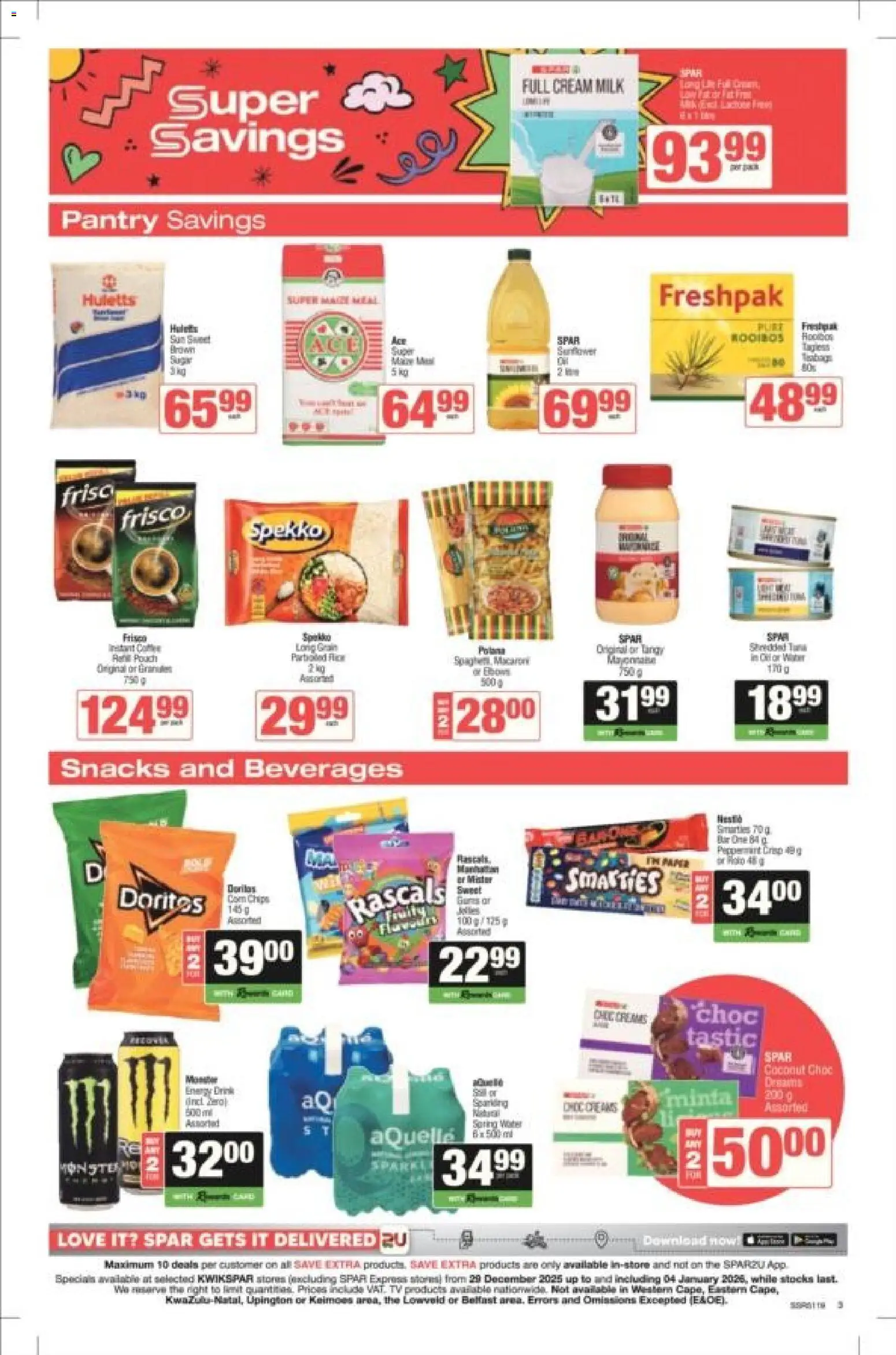 New KWIKSPAR catalogue – valid from 29.12.2025 | Page: 3 | Products: Hood, Milk, Chips, Cream