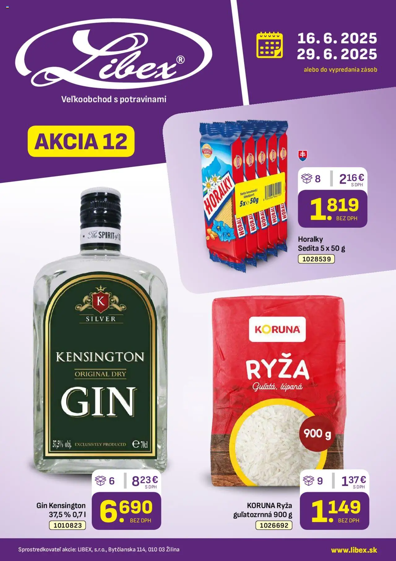 Libex leták │ platný od 16.06.2025 | Strana: 1 | Produkty: Ryža, Gin, Horálky