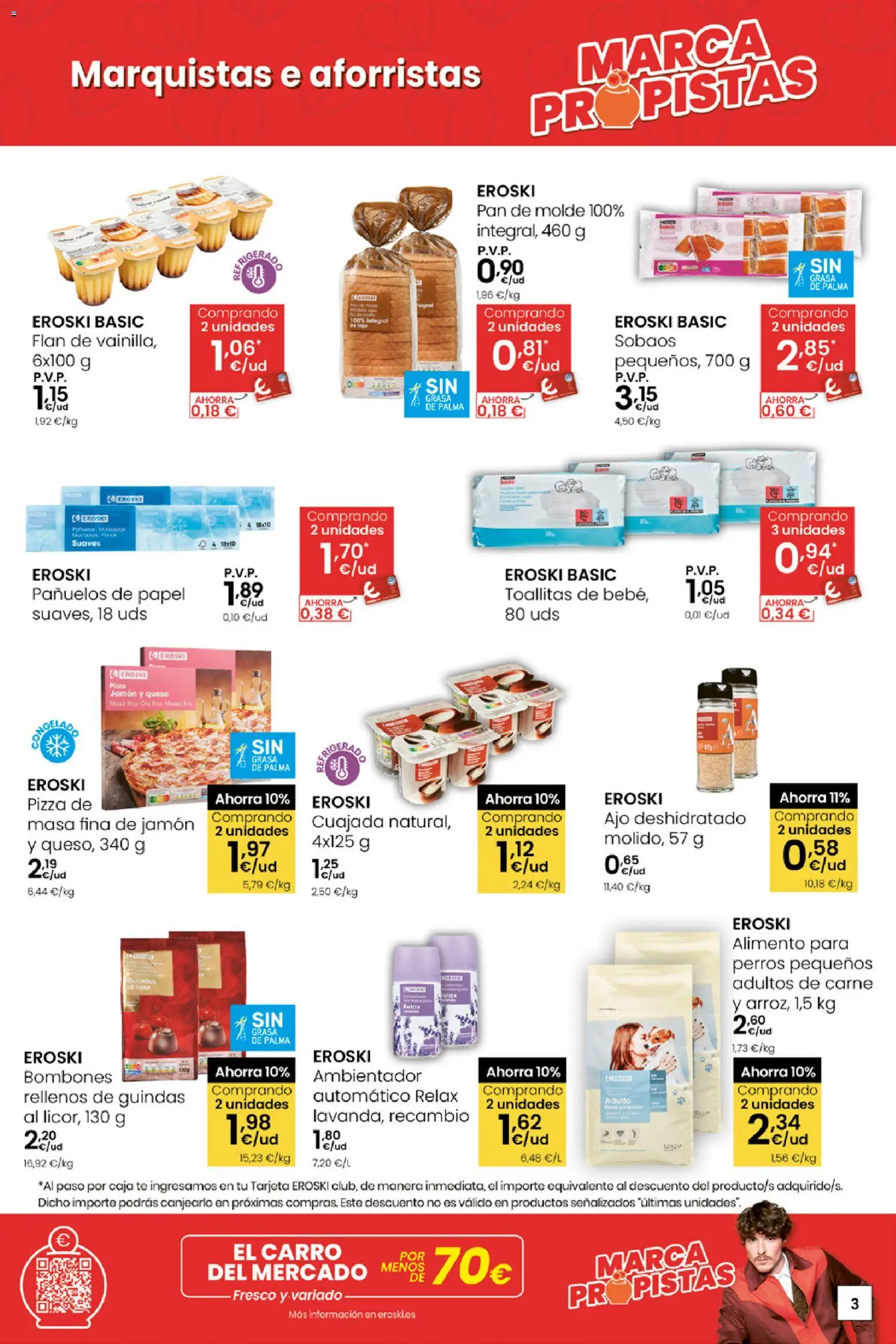 Eroski - Quen ben te quere farache aforrar │ válido desde el 15.01.2026 | Página: 3 | Productos: Jamón, Pizza, Pan de molde, Caja