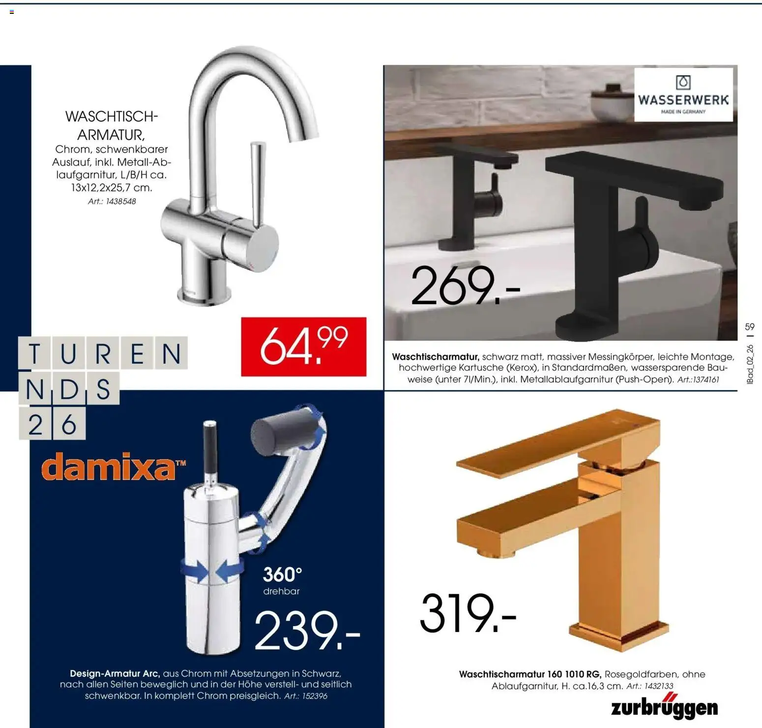 Zurbrüggen - Zurbrüggen: Bad Spezial – gültig ab 22.03.2026 | Seite: 59 | Produkte: Waschtisch
