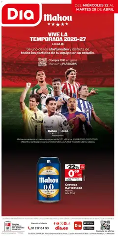 Vista previa Cerveza 0,0 tostada Mahou, Cerveza 0,0 tostada Mahou lata 33 cl válido desde el 22.04.2026 | Página: 12