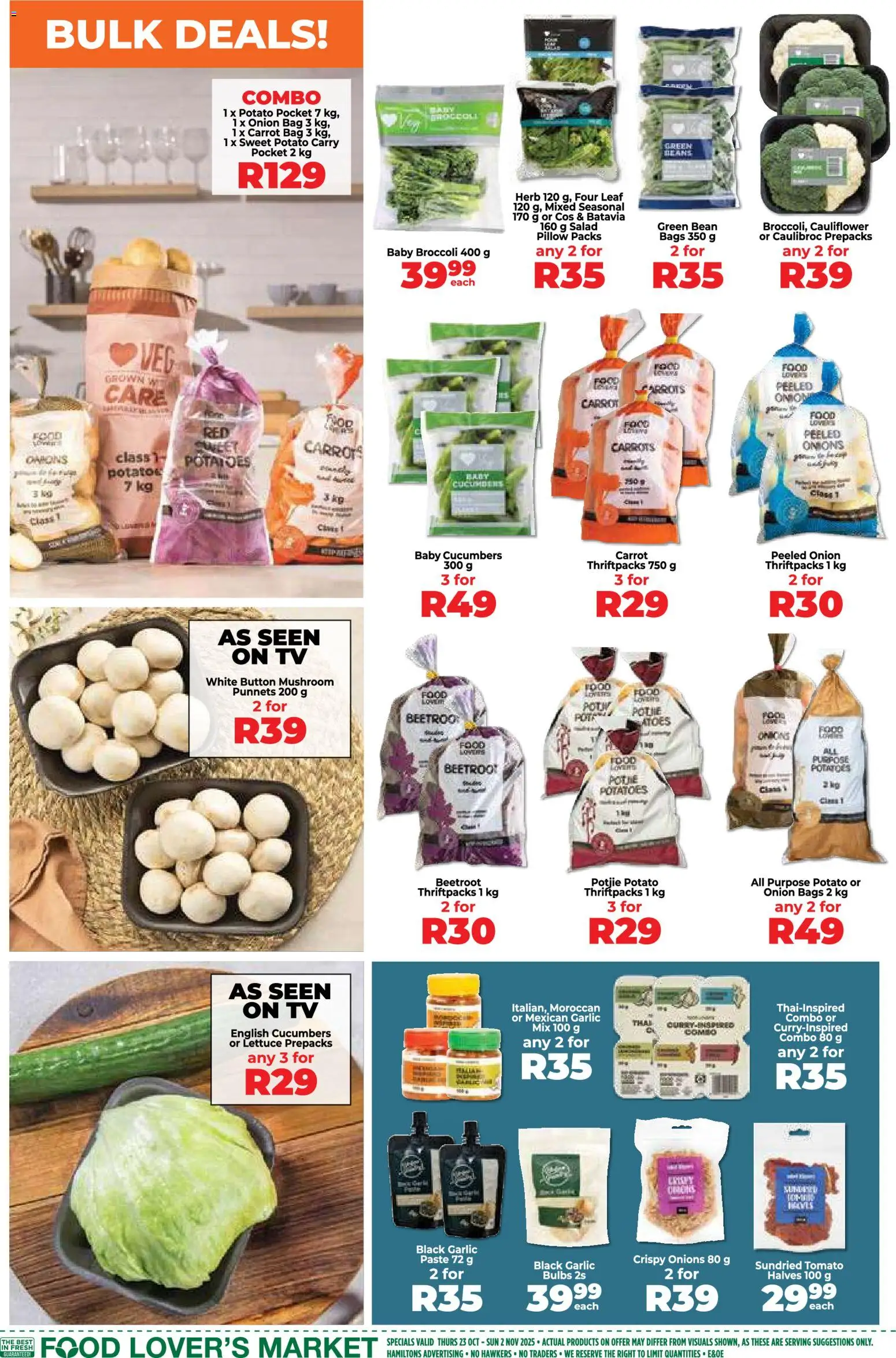 New Food Lover's Market catalogue – valid from 23.10.2025 | Page: 2 | Products: Bag, Carrots, Cucumbers, Salad