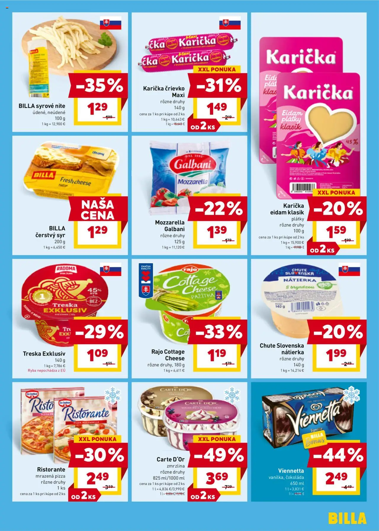 Nové Billa akcie – leták je platný od 22.10.2025 | Strana: 9 | Produkty: Syr, Pažítka, Pizza, Mozzarella