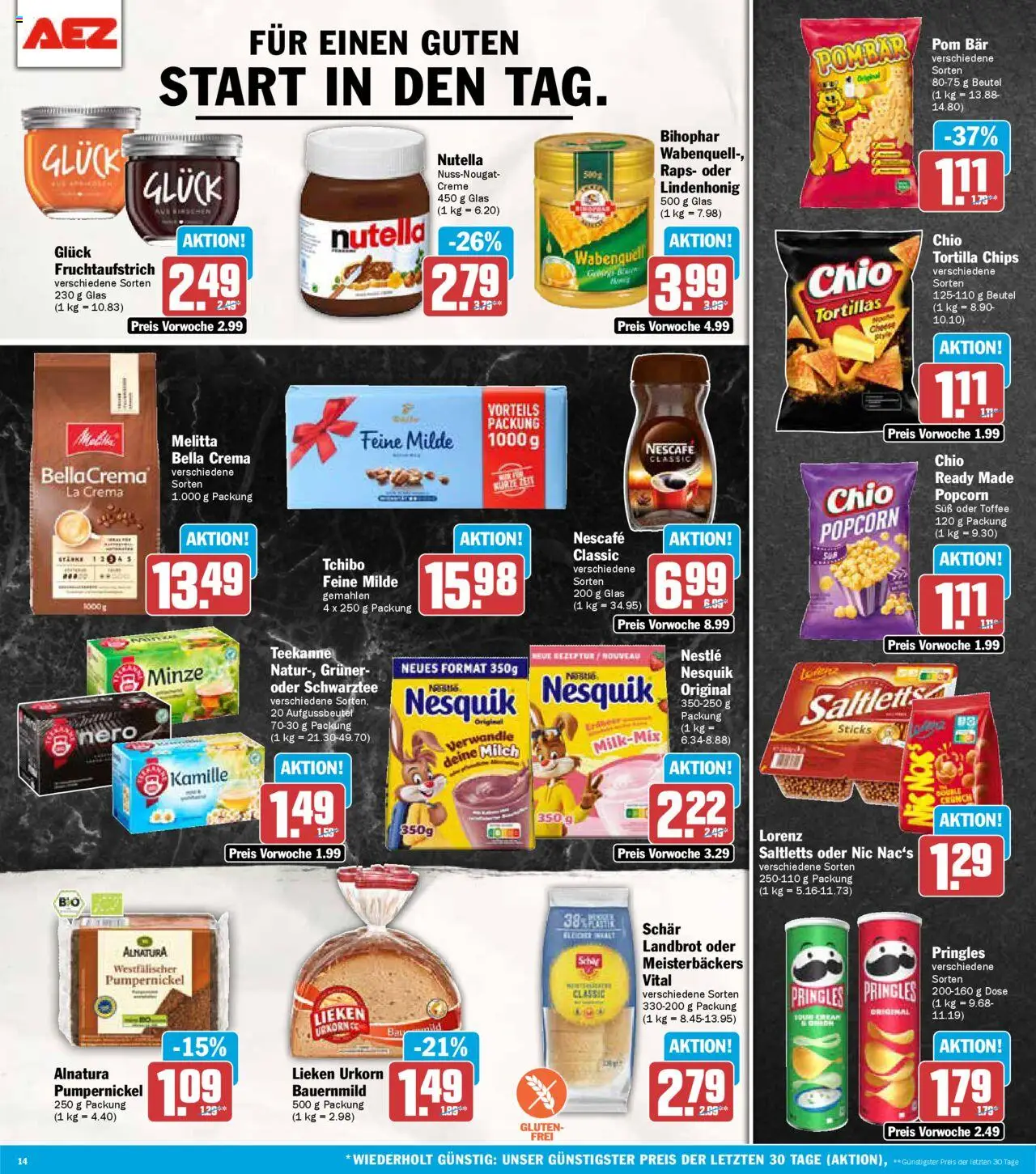 AEZ Prospekt 	 – gültig ab 06.10.2025 | Seite: 14 | Produkte: Nescafe, Teekanne, Pringles, Chips