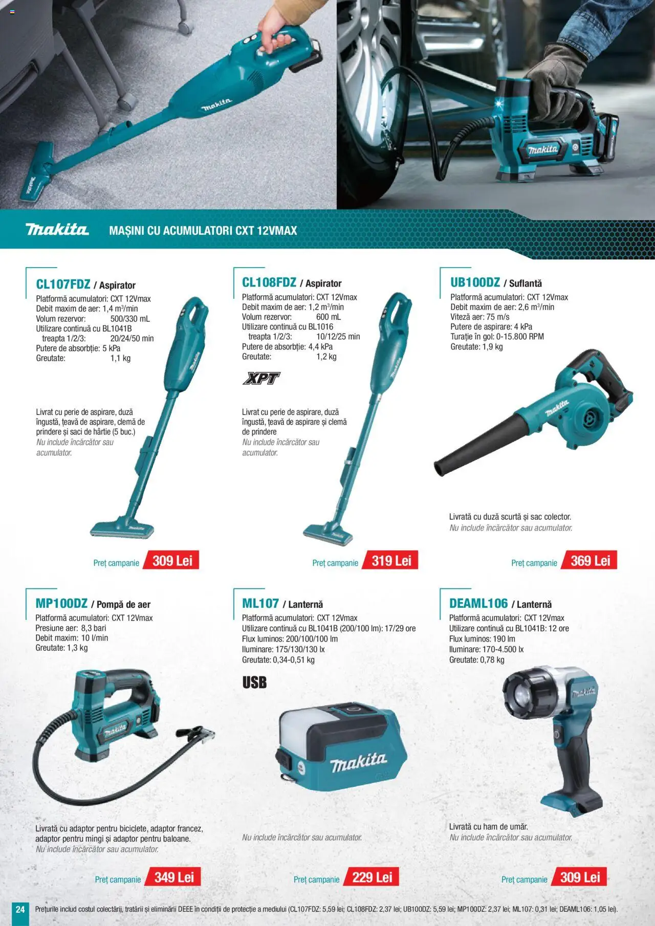 Noul catalog Makita – valabil de la 01.10.2025 | Pagină: 24 | Produse: Încărcător, Suflantă, Adaptor, Țeavă