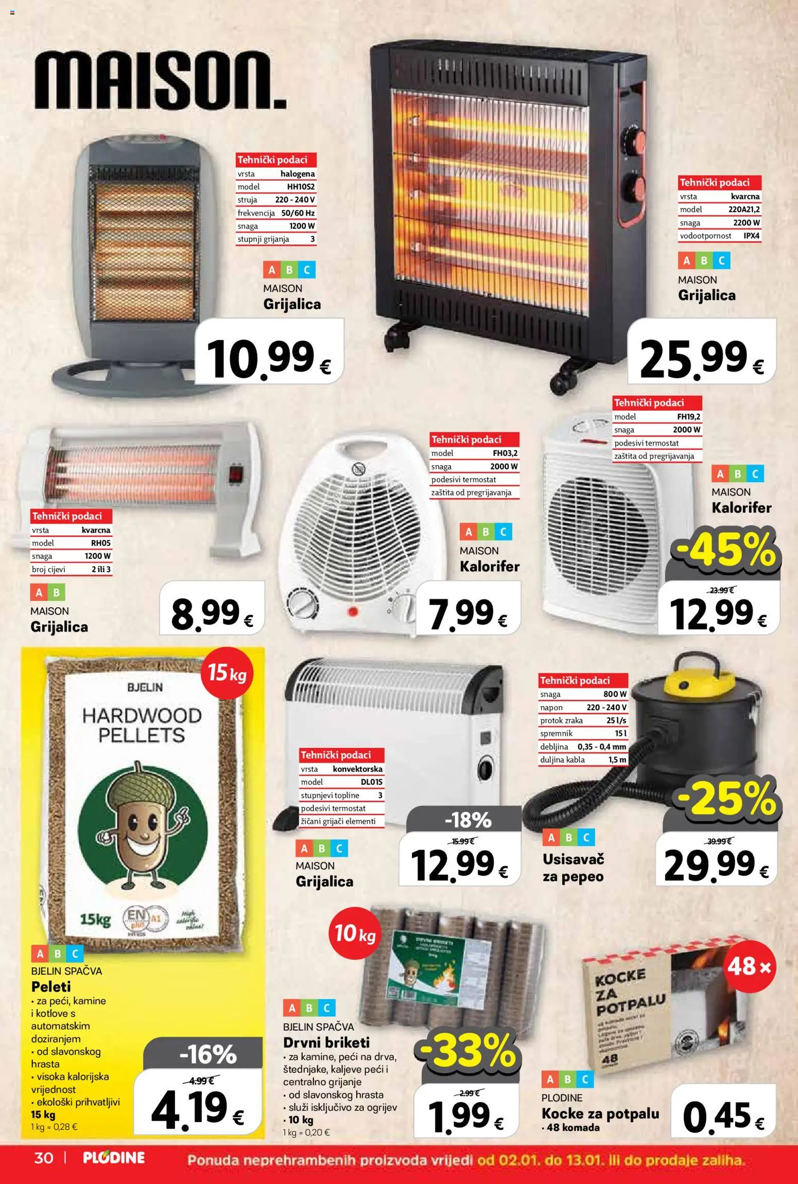 Plodine katalog | vrijedi od 02.01.2026 | Stranica: 30 | Proizvodi: Usisavač, Termostat, Cijevi, Briketi