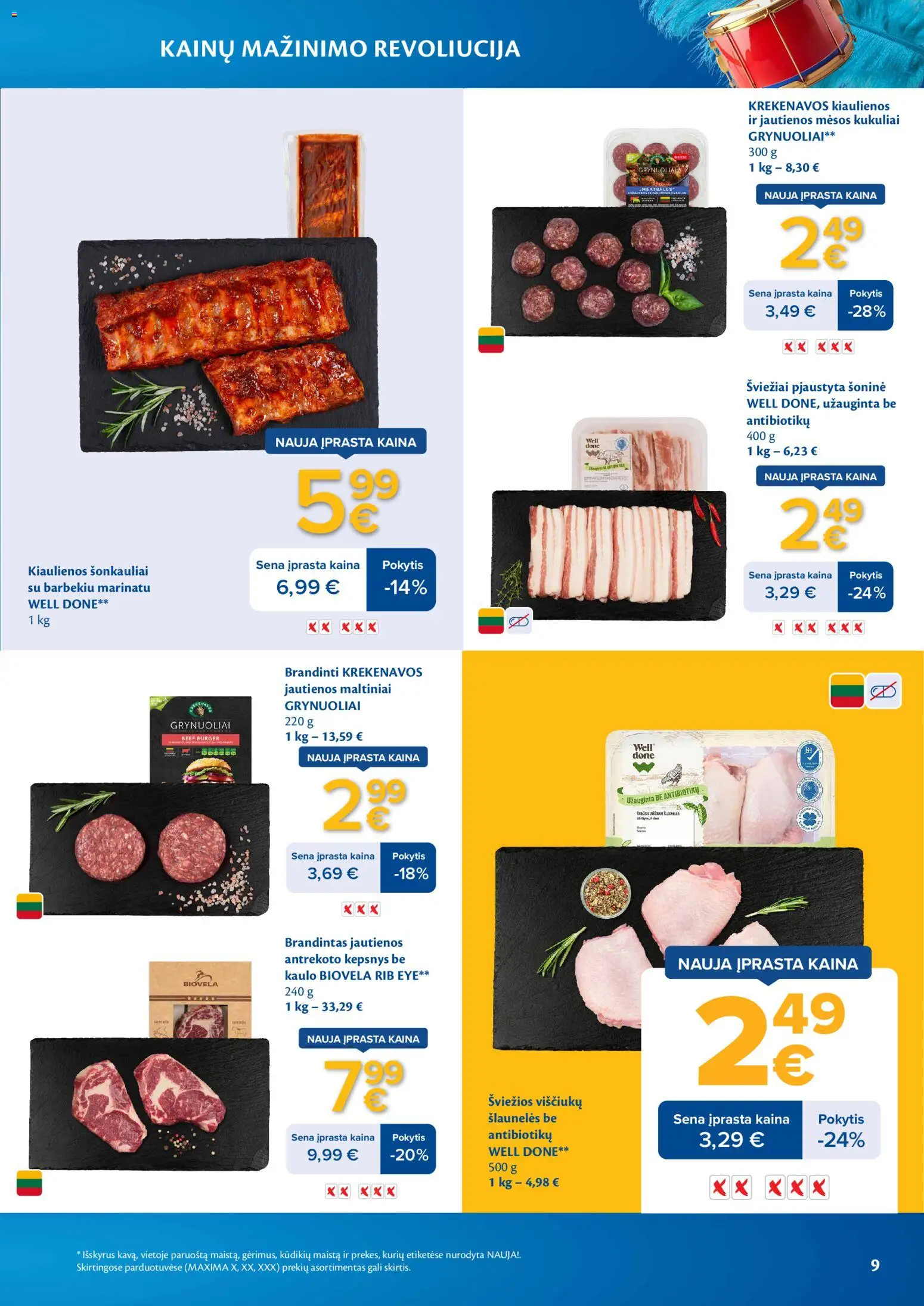 MAXIMA akcijos nuo 03.03.2026 | Puslapis: 9 | Prekių: Kiaulienos, Jautienos, Viščiukų