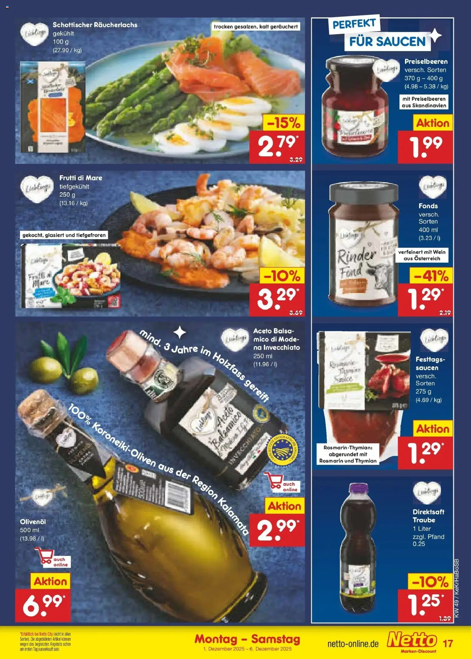 Netto Marken-Discount prospekt Jüchen	 – gültig ab 01.12.2025 | Seite: 19 | Produkte: Balsamico, Olivenol, Mars, Räucherlachs
