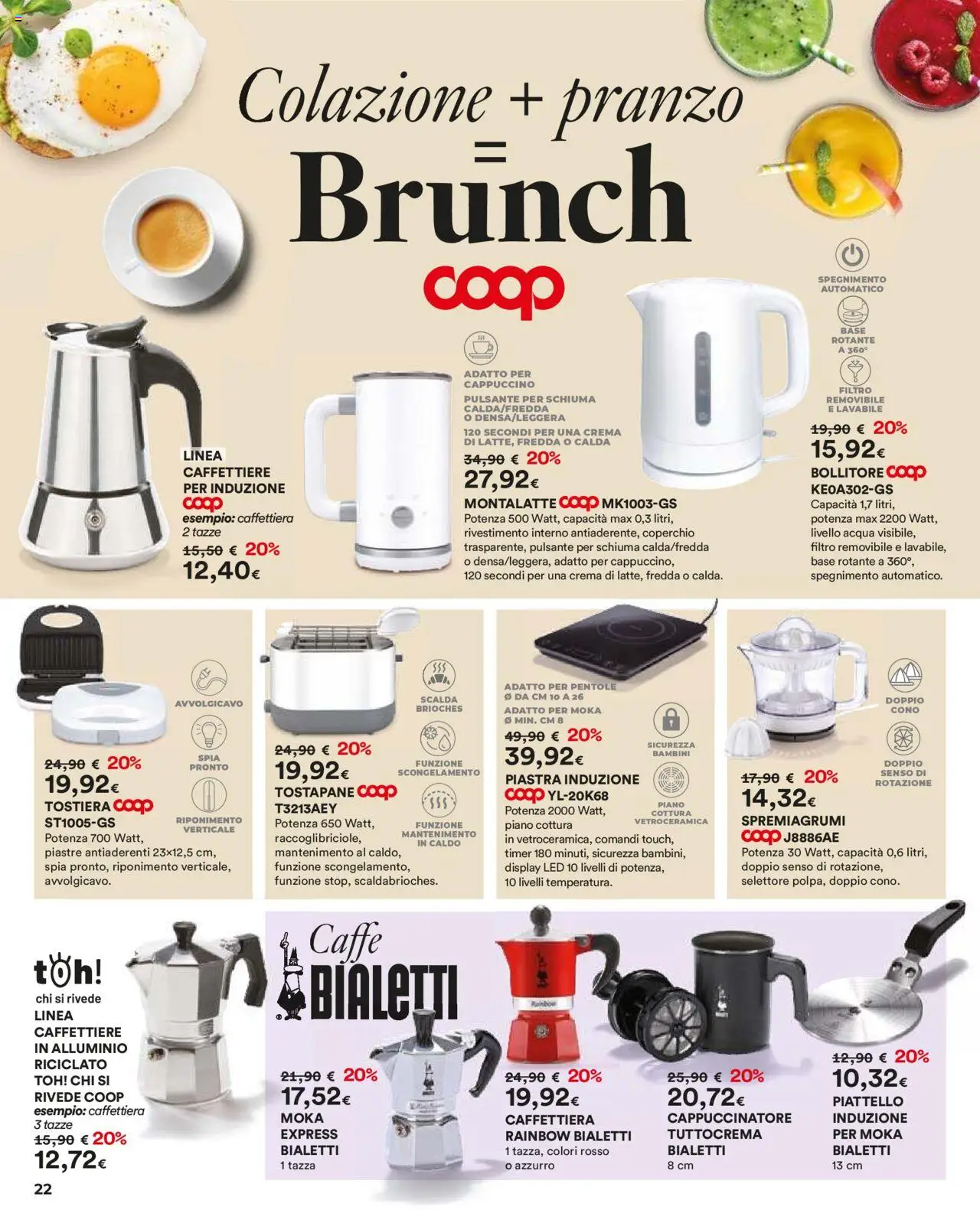 Volantino Ipercoop del 16.10.2025 | Pagina: 22 | Prodotti: Crema, Tostiera, Piano cottura, Tostapane