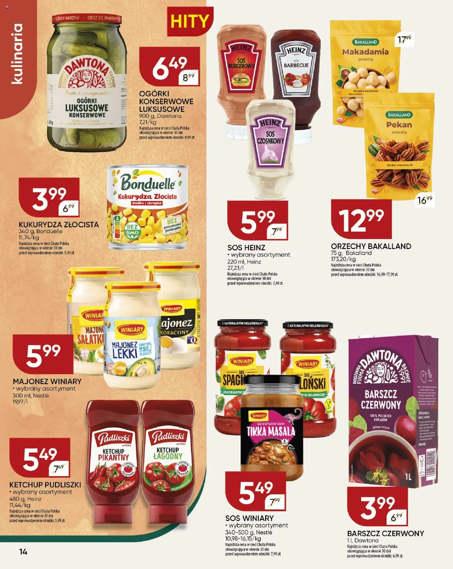 Chata Polska Gazetka od 29.12.2025 | Strona: 14 | Produkty: Ketchup, Ketchup pudliszki, Majonez winiary, Sos