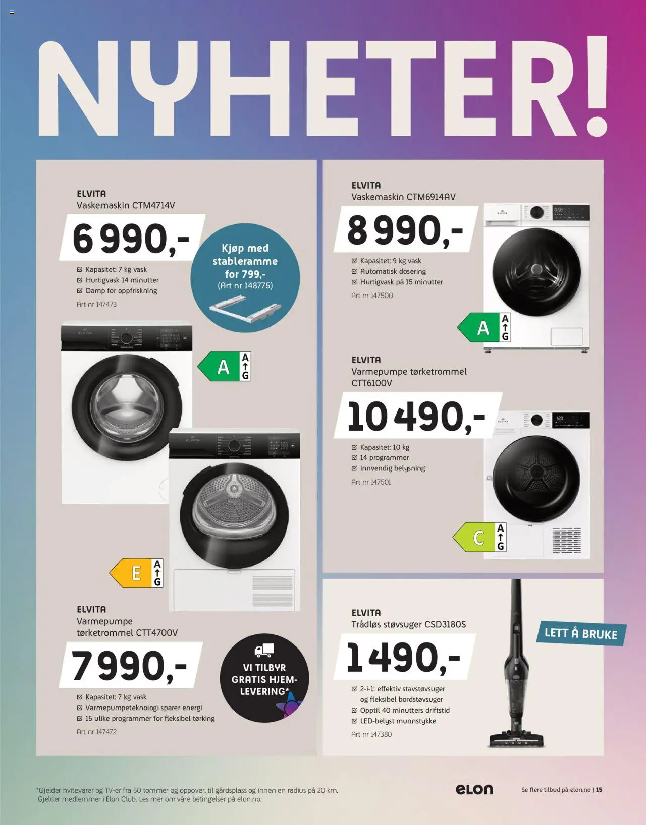  | Side: 15 | Produkter: Varmepumpe, Vask, Tørketrommel, Støvsuger