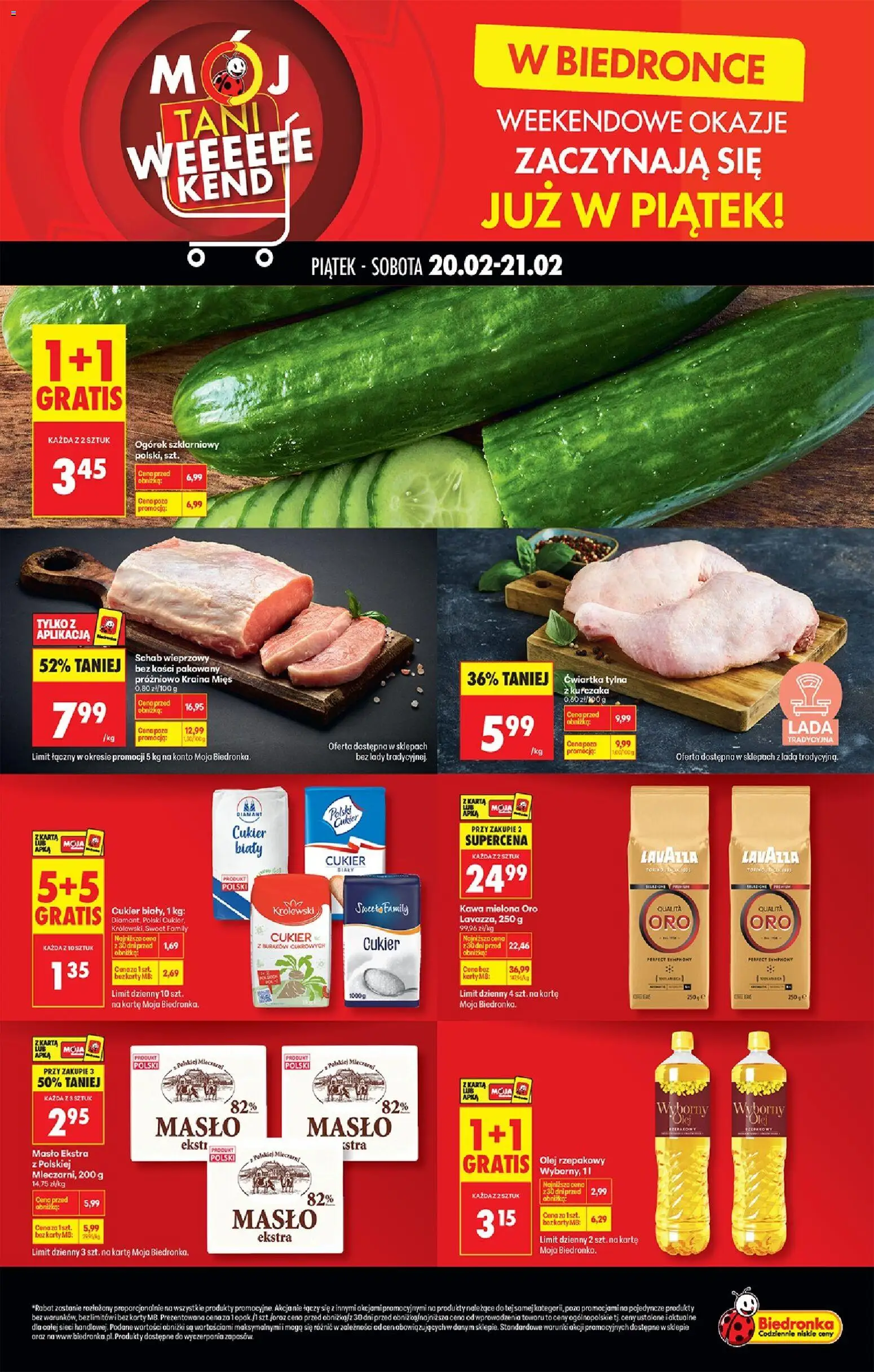 Biedronka Polsko leták - Tani weekend od 20.02.2026 | Strana: 1 | Produkty: Máslo, Olej, Lavazza, Karty