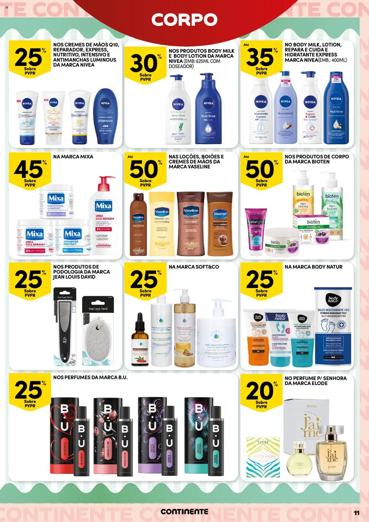 Continente Beleza │ válido de 19.08.2025 | Página: 11 | Produtos: Perfume, Desodorizante, Sérum, Creme