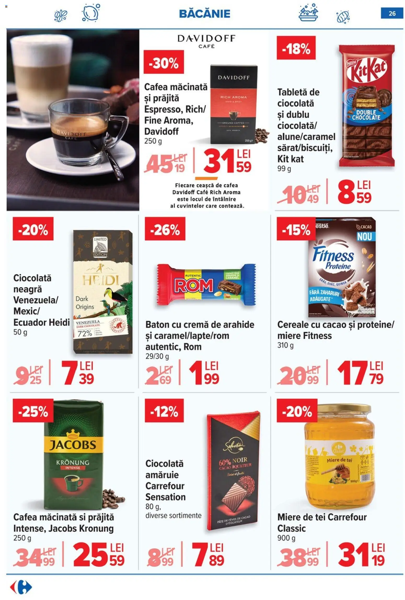 Noul catalog Carrefour – valabil de la 18.03.2026 | Pagină: 33 | Produse: Arahide, Cremă, Rom, Cereale