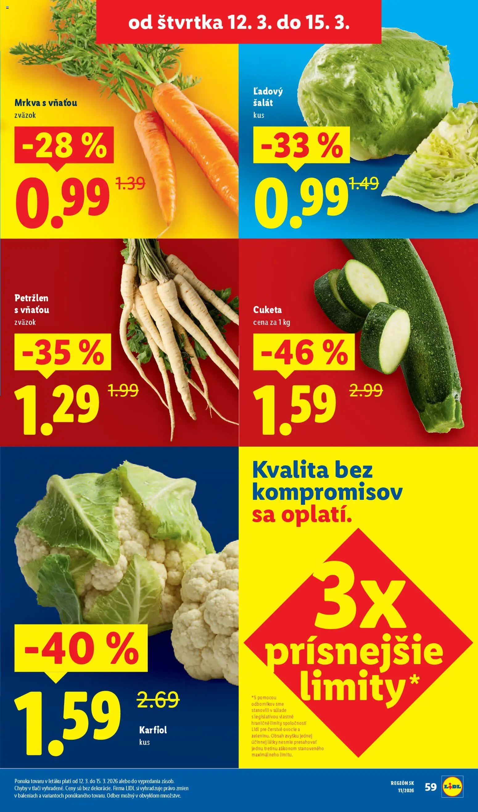 Nové Lidl akcie – leták je platný od 09.03.2026 | Strana: 59 | Produkty: Karfiol, Mrkva, Cuketa, Petržlen