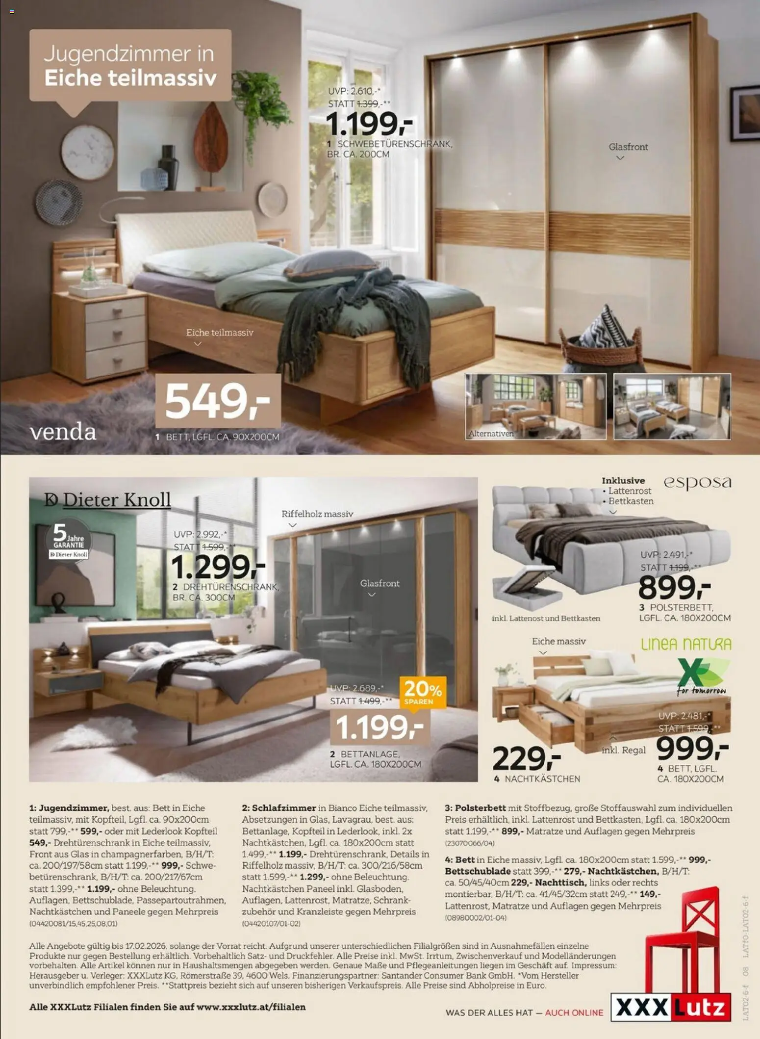 XXXLutz Prospekt aktuell gültig ab 03.02.2026 | Seite: 8 | Produkte: Bett, Lattenrost, Regal, Schrank
