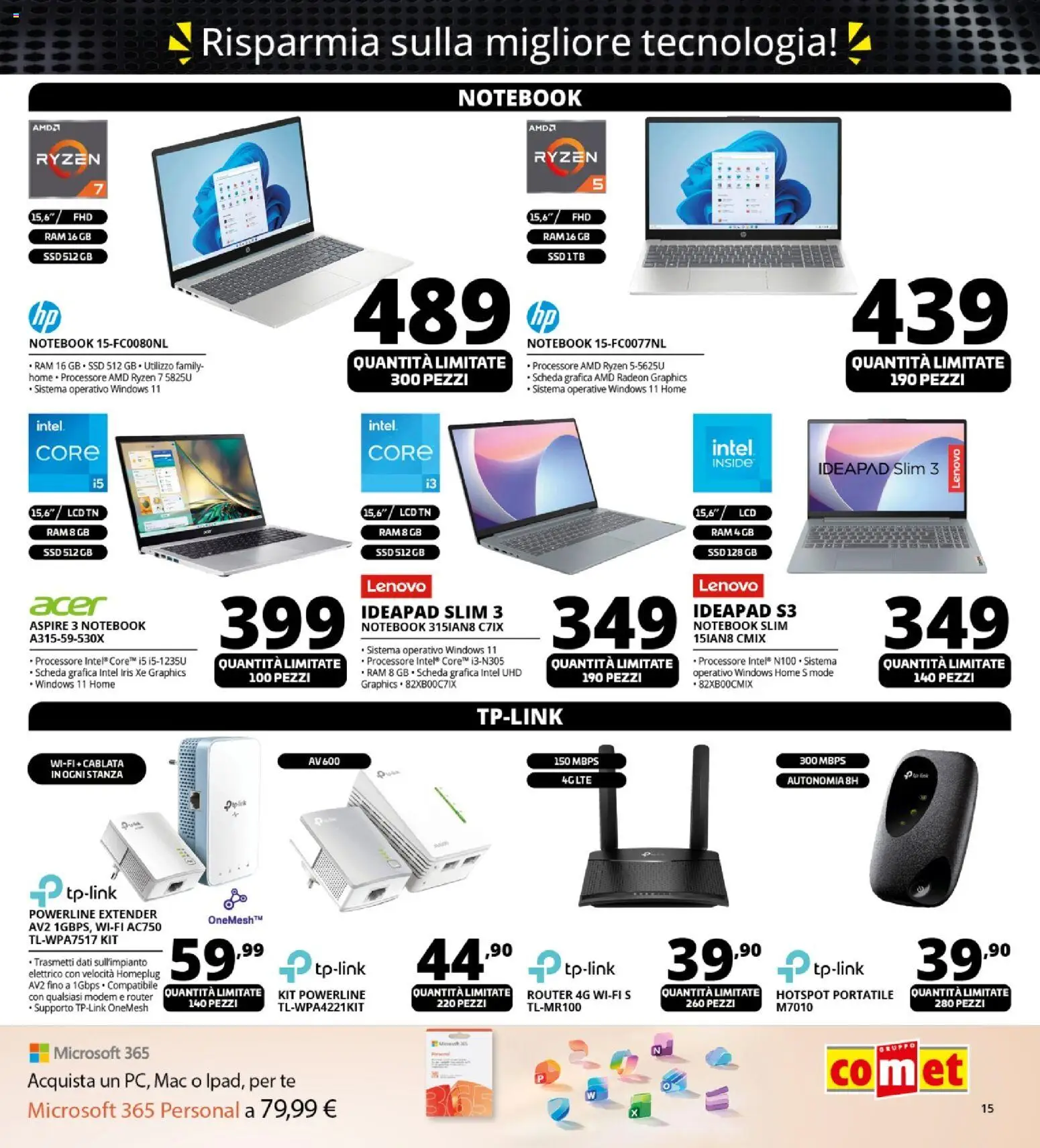 Volantino Comet del 13.11.2025 | Pagina: 15 | Prodotti: Router, Notebook, Tè