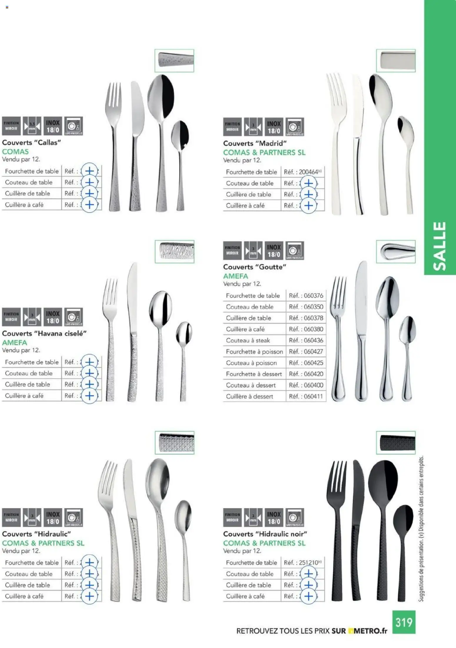 {H1} | Page: 319 | Produits: Couteau, Miroir, Café, Poisson