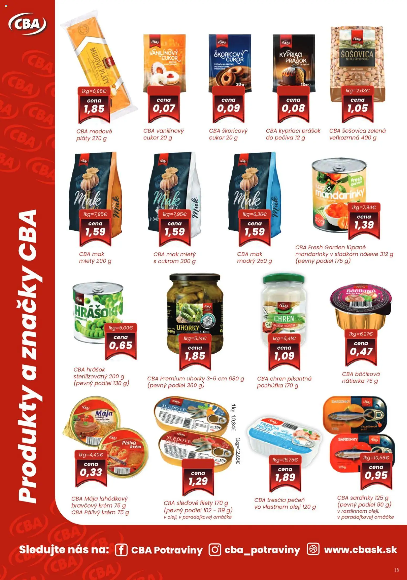 Nové Sintra akcie – leták je platný od 05.03.2026 | Strana: 18 | Produkty: Hrášok, Šošovica, Cukor, Mandarinky