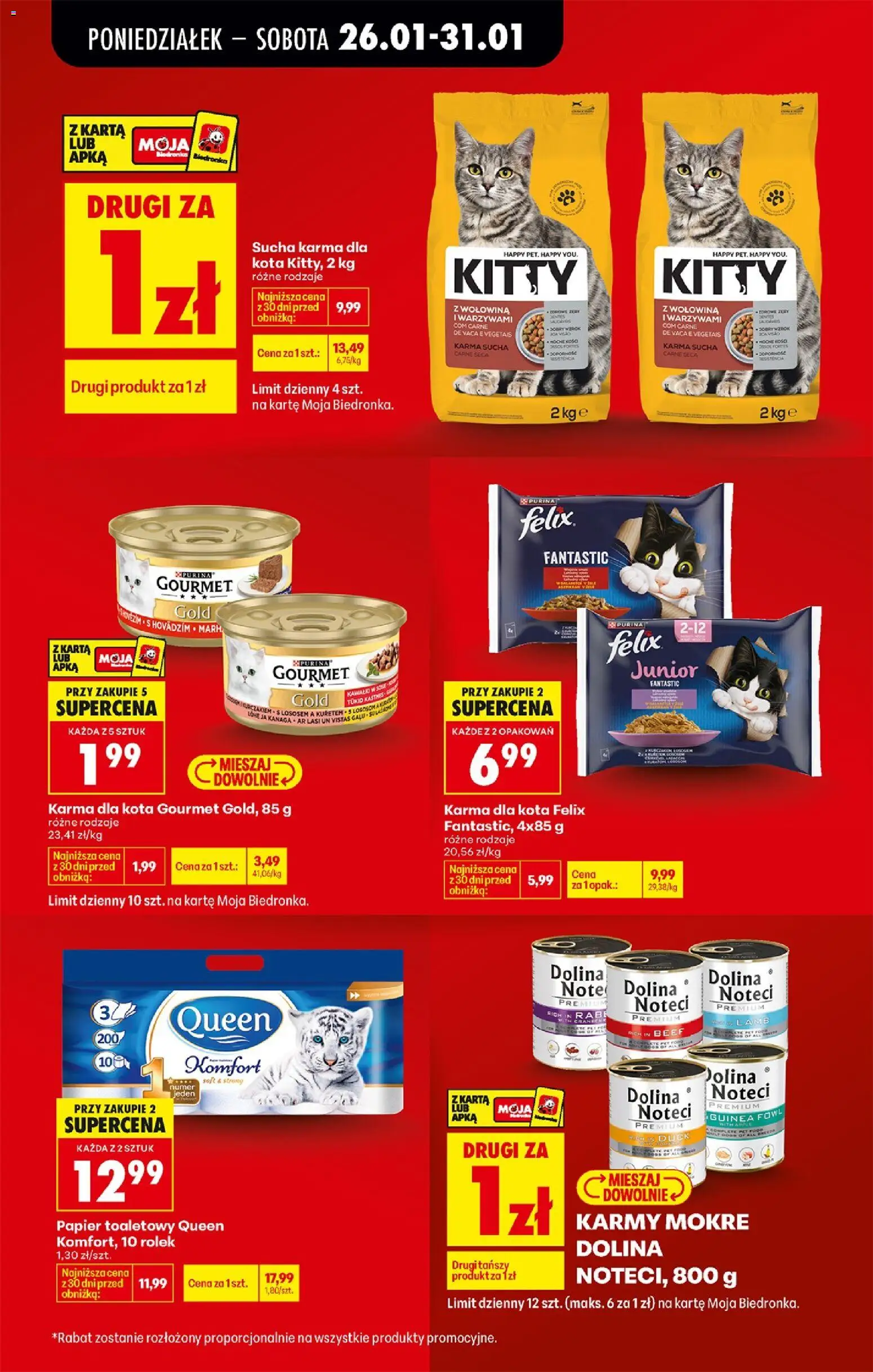 Biedronka gazetka od 26.01.2026 | Strona: 15 | Produkty: Karta, Papier toaletowy, Karma dla kota, Wołowina