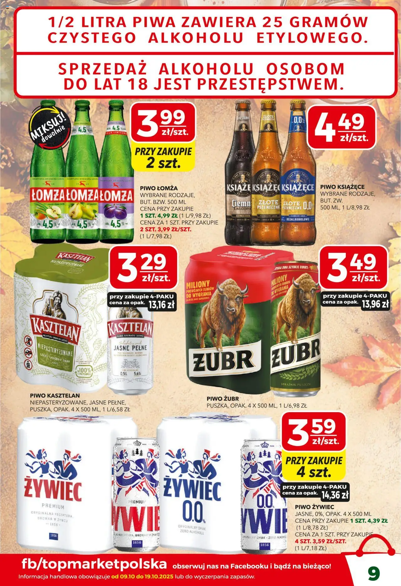 Top Market Gazetka od 09.10.2025 | Strona: 9 | Produkty: Piwo żubr, Piwo