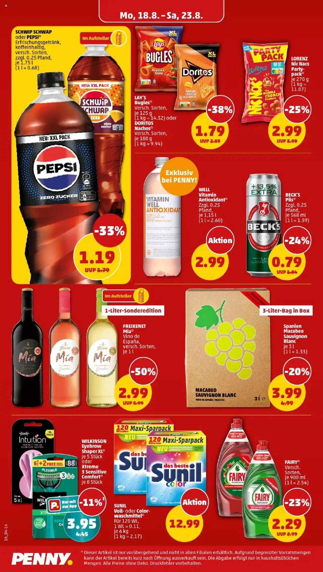 Penny - Bayern - gültig ab dem 18.08.2025 | Seite: 16 | Produkte: Pils, Schwip schwap, Paprika, Zucker