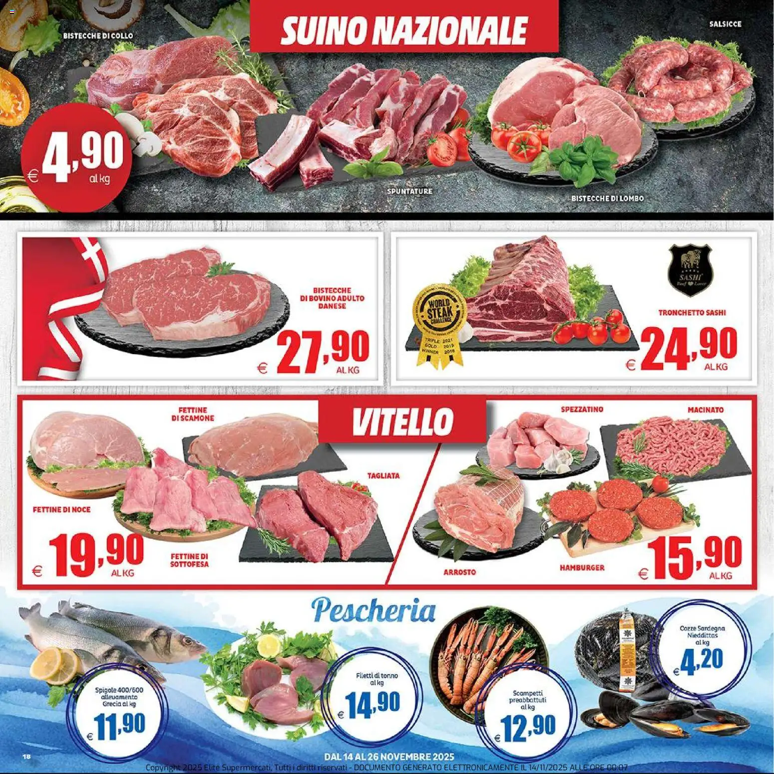 Volantino Elite Supermercati del 14.11.2025 | Pagina: 18 | Prodotti: Arrosto, Cozze, Vitello, Macinato