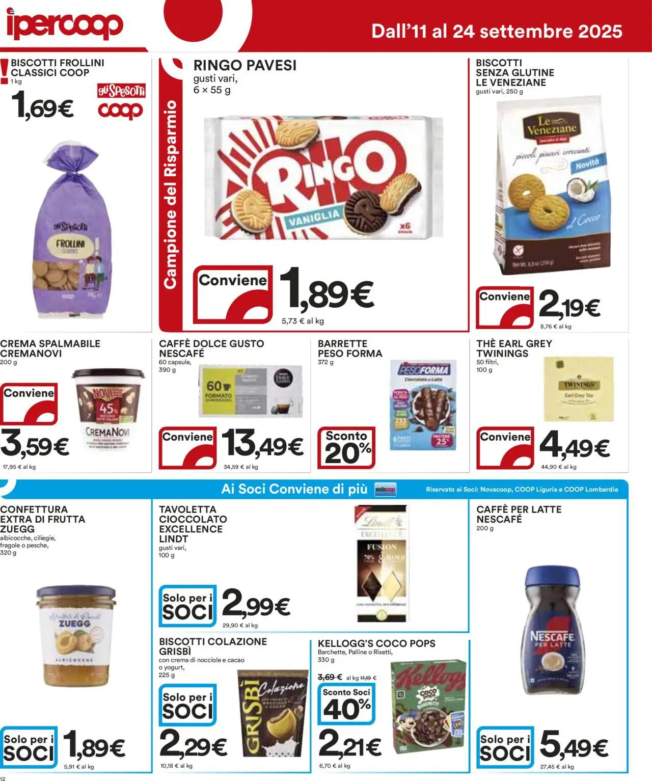 Volantino Ipercoop del 11.09.2025 | Pagina: 12 | Prodotti: Crema, Fragole, The, Cacao