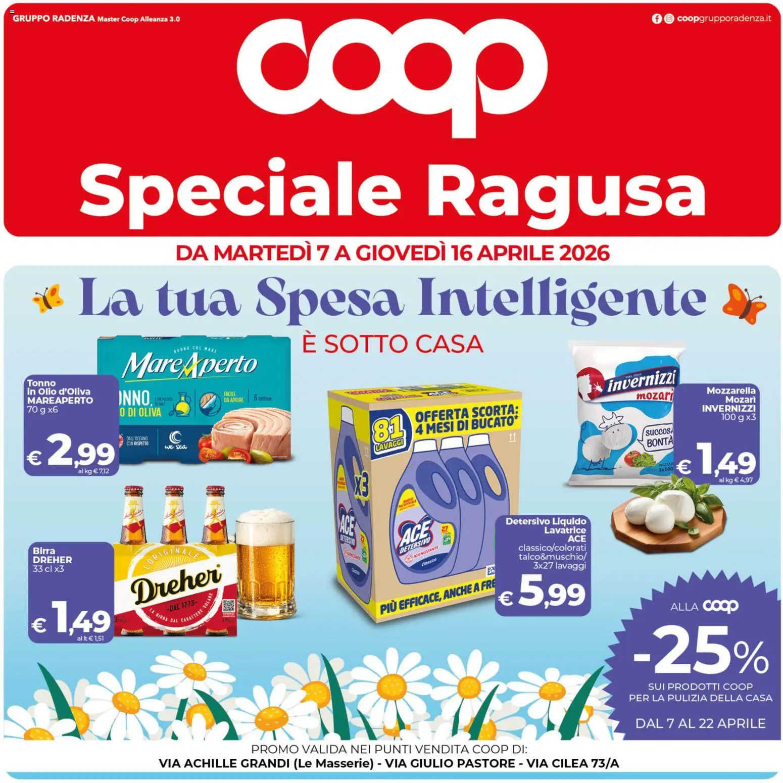 Volantino COOP del 07.04.2026 | Pagina: 1 | Prodotti: Birra, Olio, Lavatrice, Tonno
