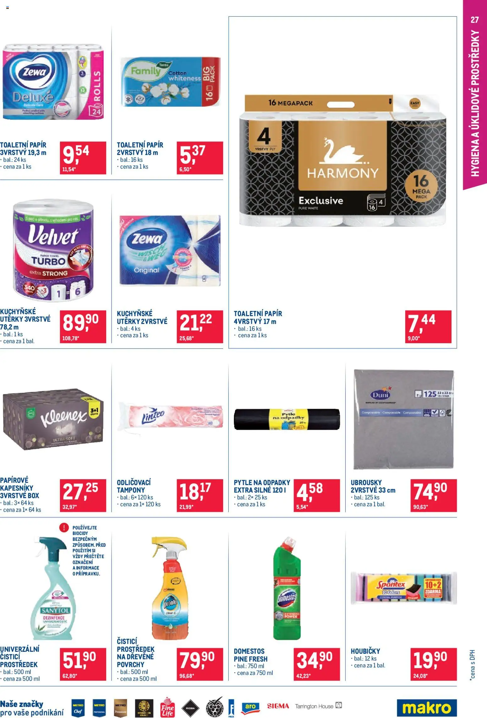 Makro leták - Pro milovníky jídla od 11.02.2026 | Strana: 27 | Produkty: Kuchyňské utěrky, Utěrky, Velvet, Tampony