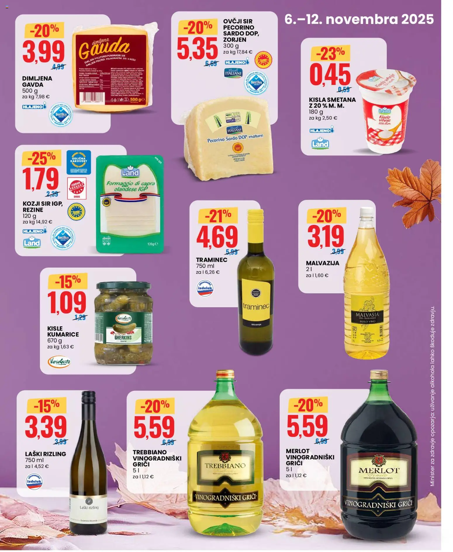 Novi Eurospin katalog ponudbe – veljaven od 06.11.2025 | Stran: 3 | Izdelki: Sir, Vino, Kisla smetana, Smetana