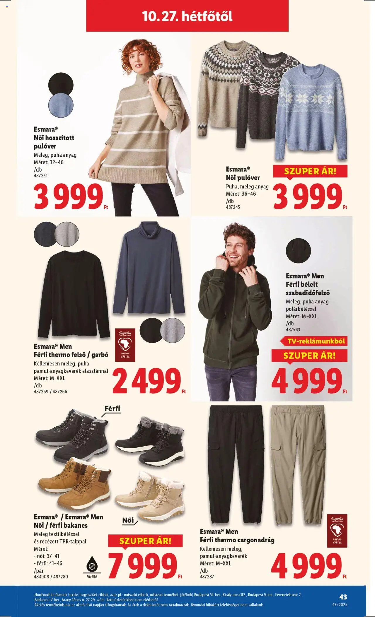 Lidl akciós ujság - amely érvényes a következő dátumtól: 22.10.2025 | Oldal: 43 | Termékek: Bakancs, Garbó, Játékok, Pulóver