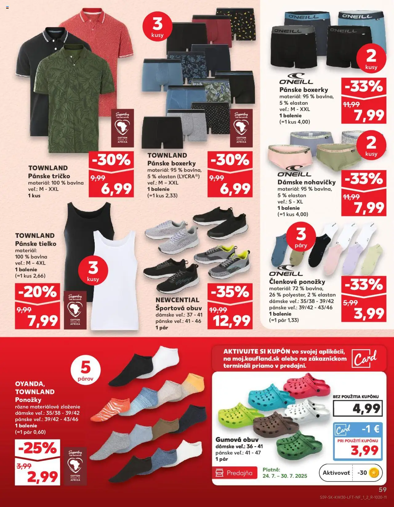Kaufland Žilina │ platný od 24.07.2025 | Strana: 59 | Produkty: Tričko, Tielko, Nohavičky, Ponožky