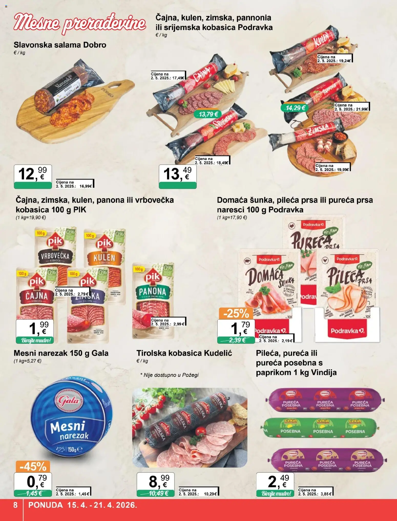 KTC katalog | vrijedi od 15.04.2026 | Stranica: 8 | Proizvodi: Vindija, Paprika, Kobasica, Pileća prsa