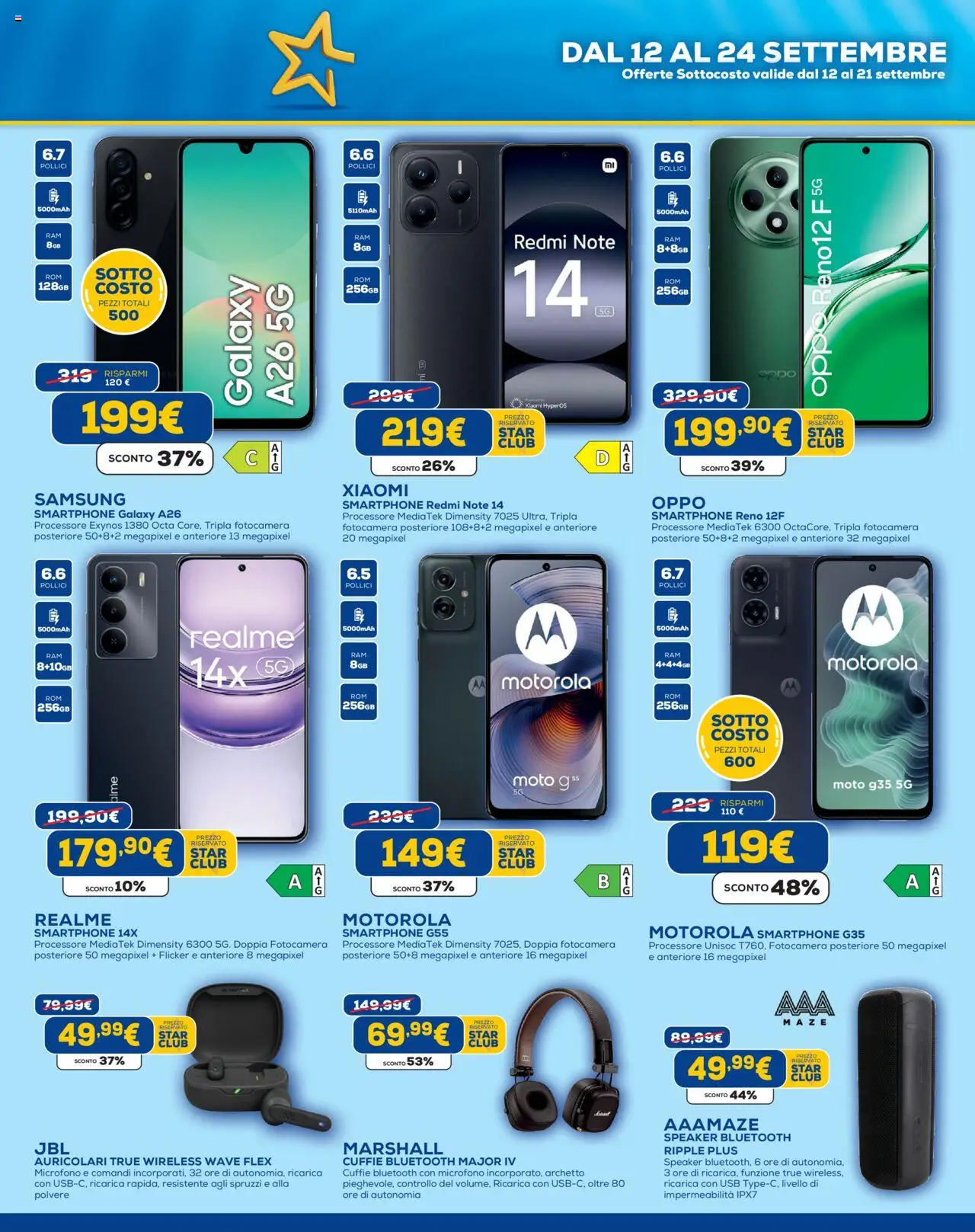 Volantino Euronics del 12.09.2025 | Pagina: 12 | Prodotti: Smartphone, Cuffie, Fotocamera, USB