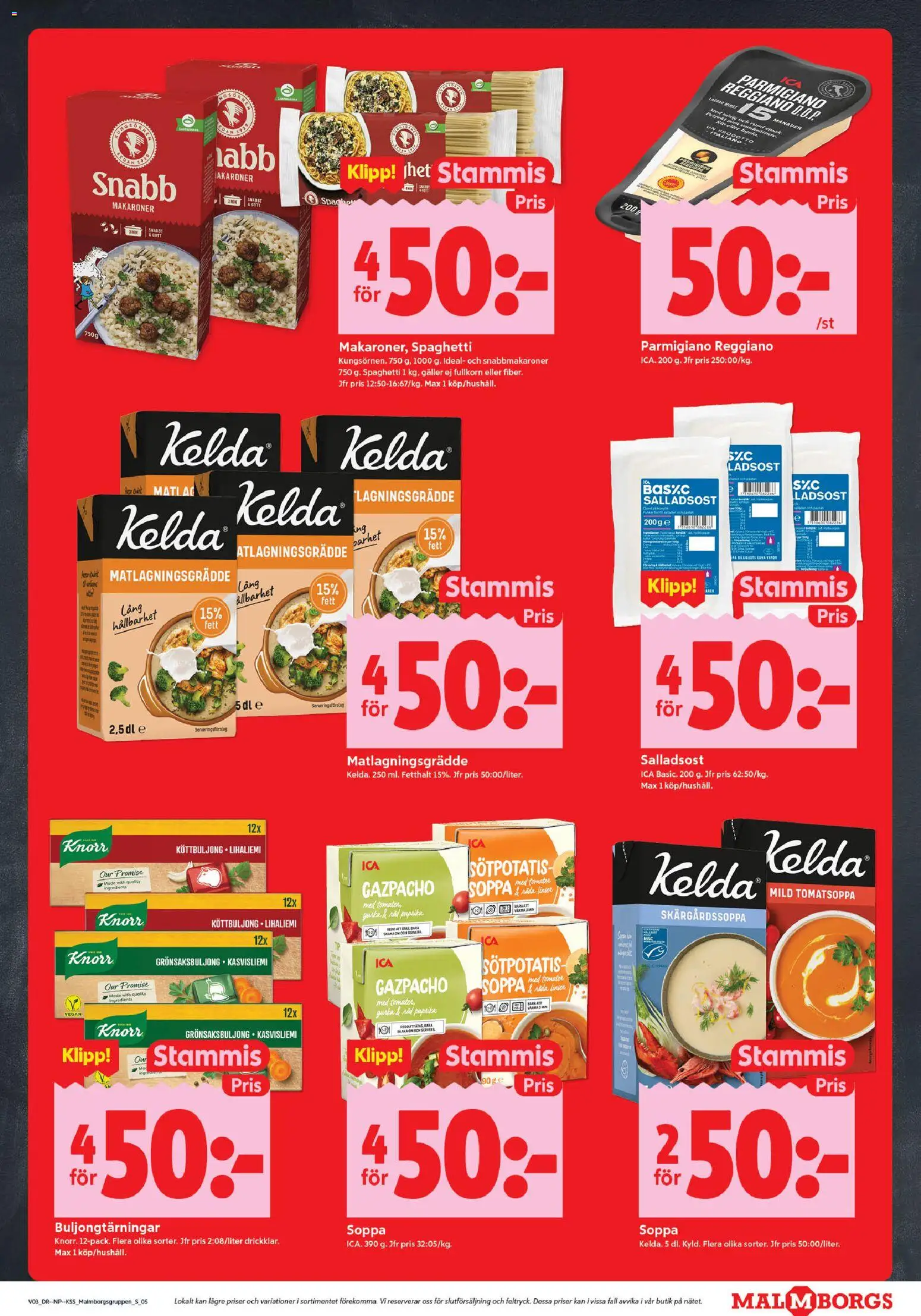 ICA Kvantum reklamblad aktuell från 12.01.2026 | Sida: 5 | Produkter: Makaroner, Grönsaksbuljong, Spaghetti, Matlagningsgrädde