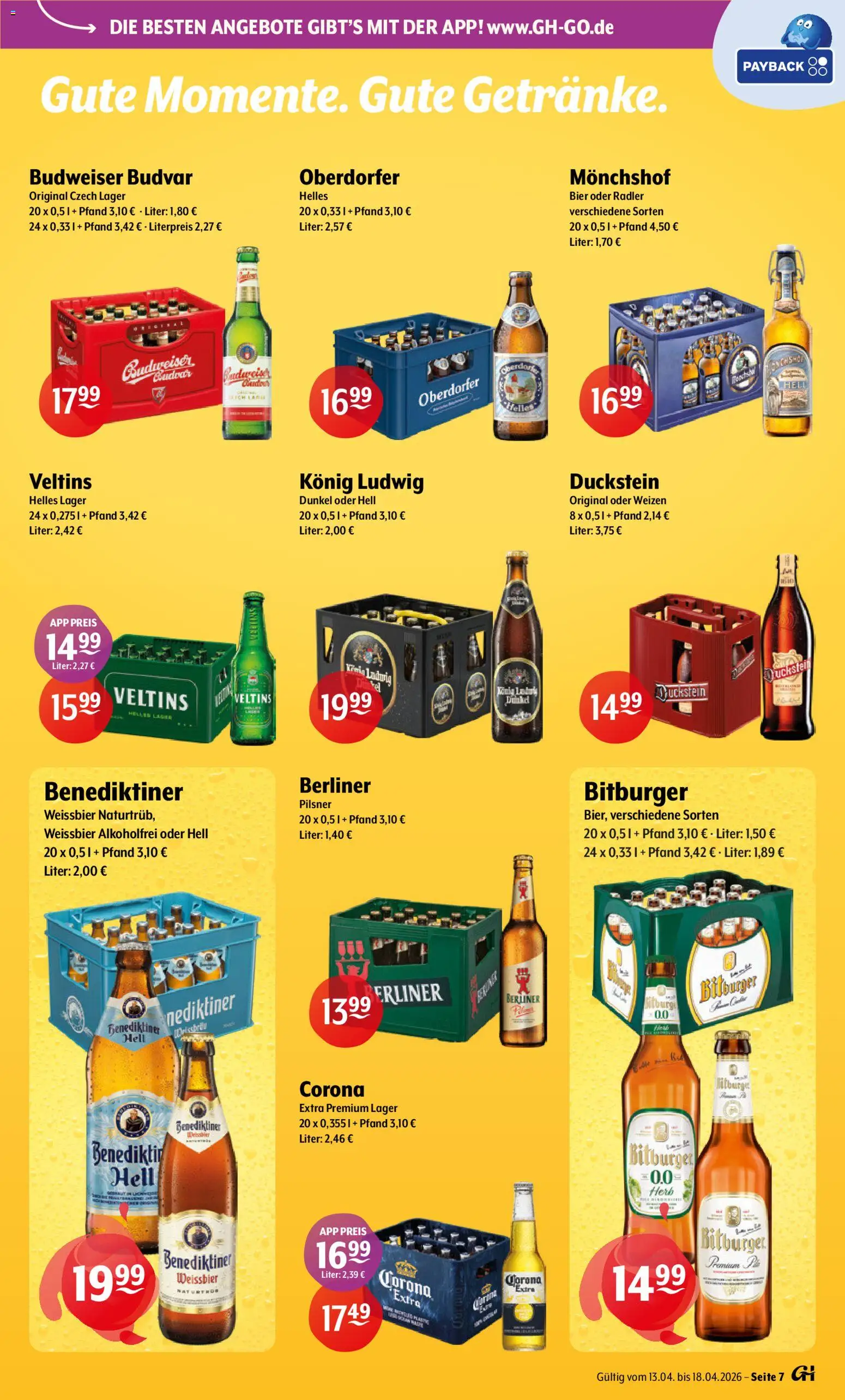 Getränke Hoffmann - Nordrhein - Westfalen – gültig ab 13.04.2026 | Seite: 7 | Produkte: Bitburger, Weißbier, Budweiser, Veltins