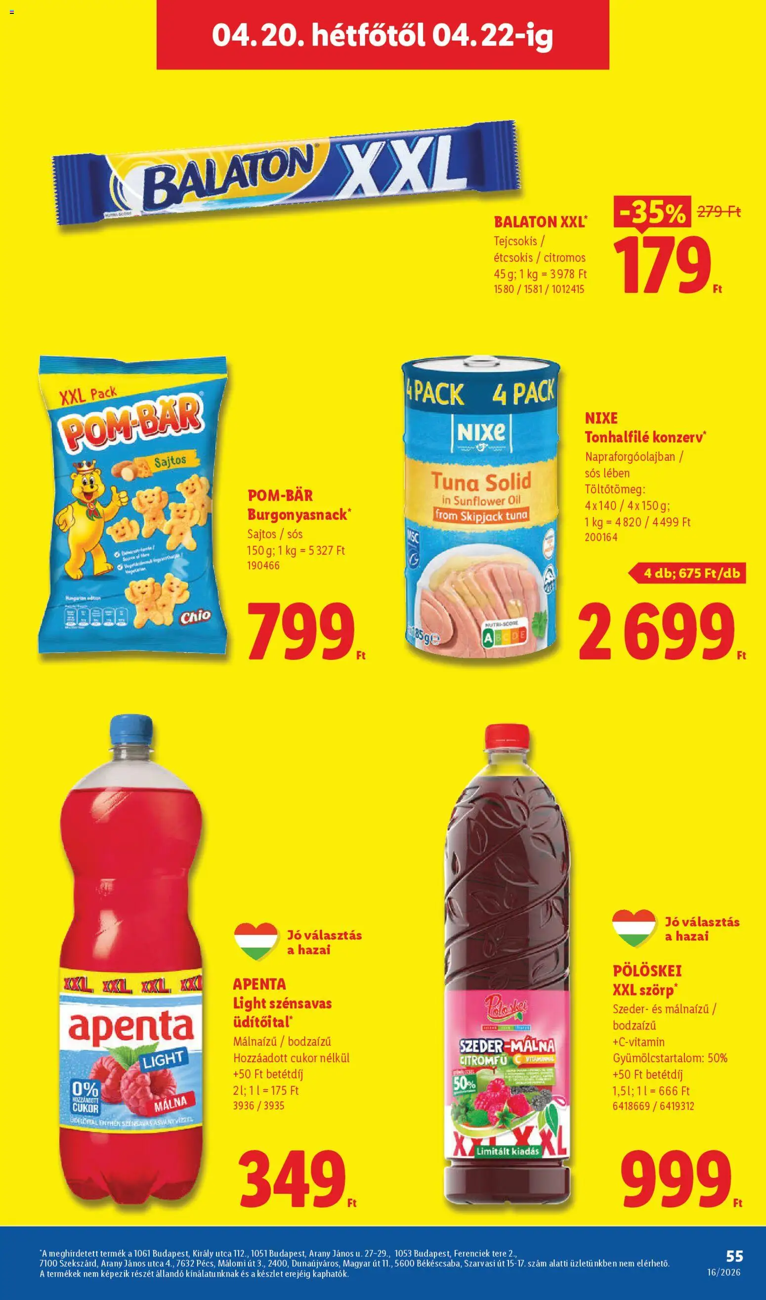 Lidl akciós ujság - amely érvényes a következő dátumtól: 16.04.2026 | Oldal: 55 | Termékek: Málna, Szeder, Cukor