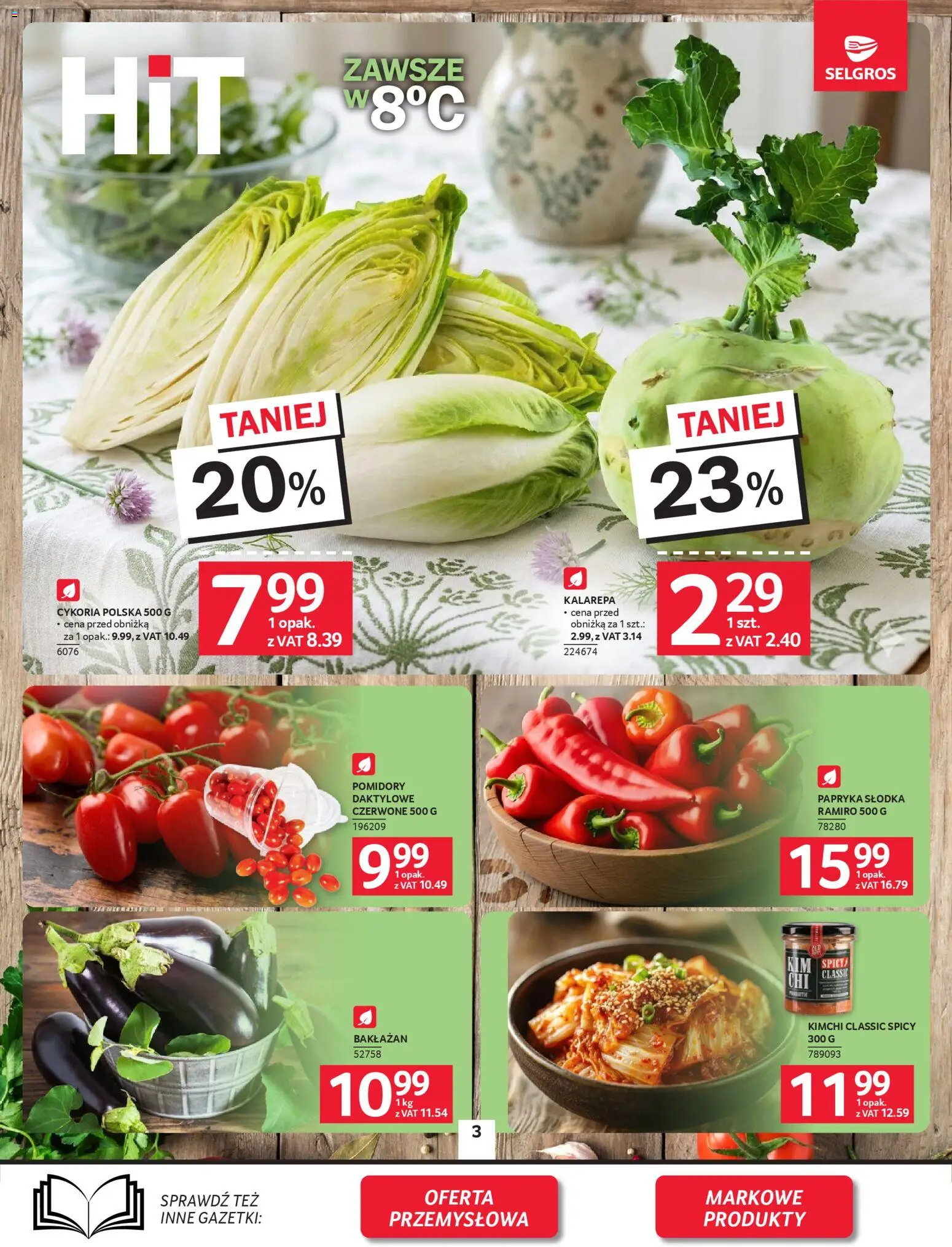 Selgros cash&carry gazetka od 09.04.2026 | Strona: 3 | Produkty: Kimchi, Bakłażan, Kalarepa, Pomidory