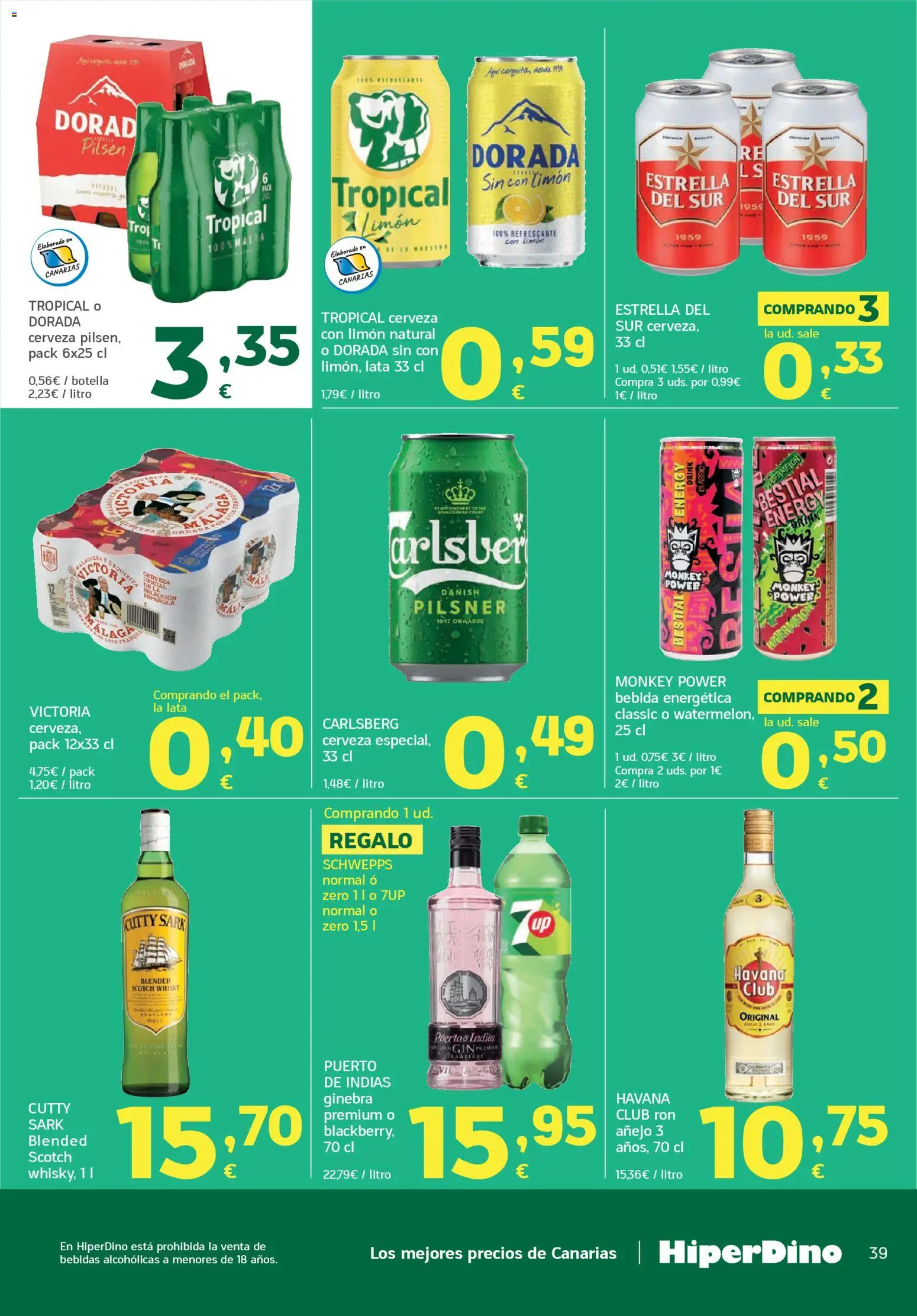 HiperDino folleto │ válido desde el 23.04.2026 | Página: 39 | Productos: Ron, Cerveza, Ginebra, Whisky