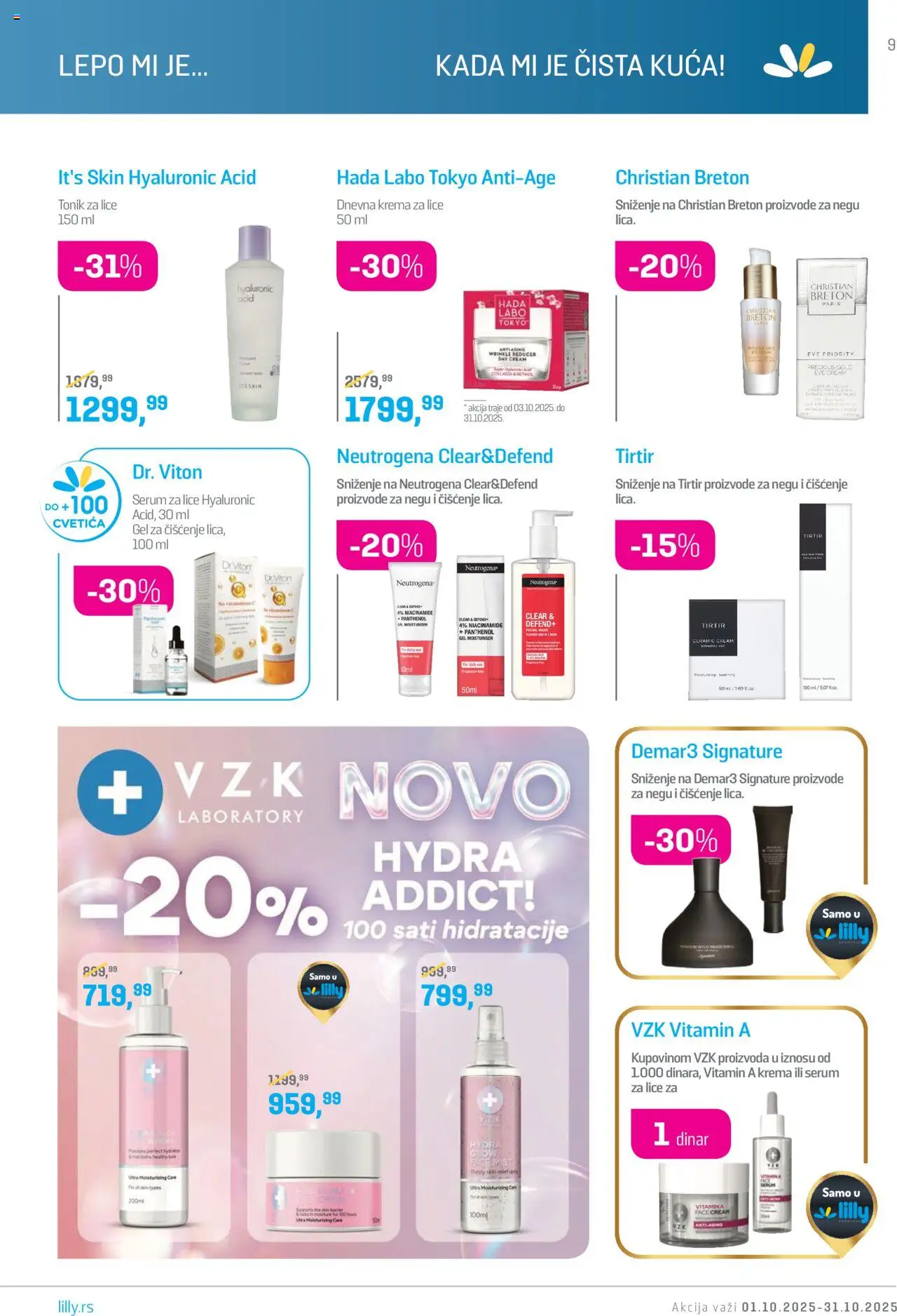 Lilly drogerie katalog - važi od 01.10.2025 | Strana: 9 | Proizvode: Krema, Tonik