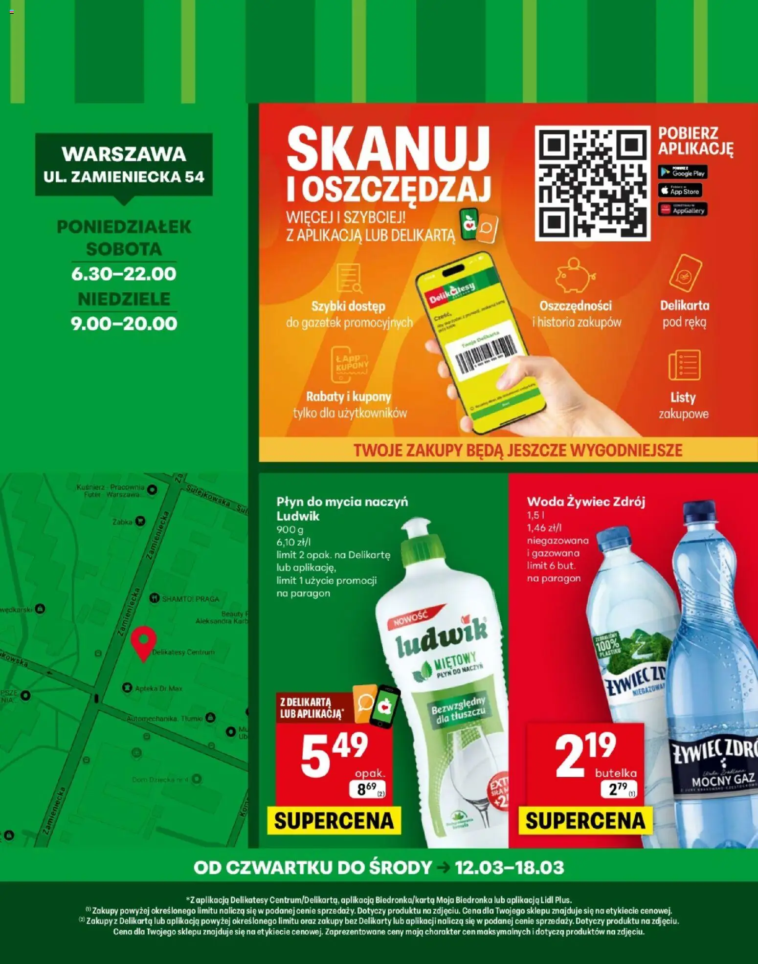 Delikatesy Centrum gazetka - Warszawa Zamieniecka Otwarcie od 12.03.2026 | Strona: 4 | Produkty: Woda żywiec, Delikatesy, Woda, Płyn do mycia naczyń