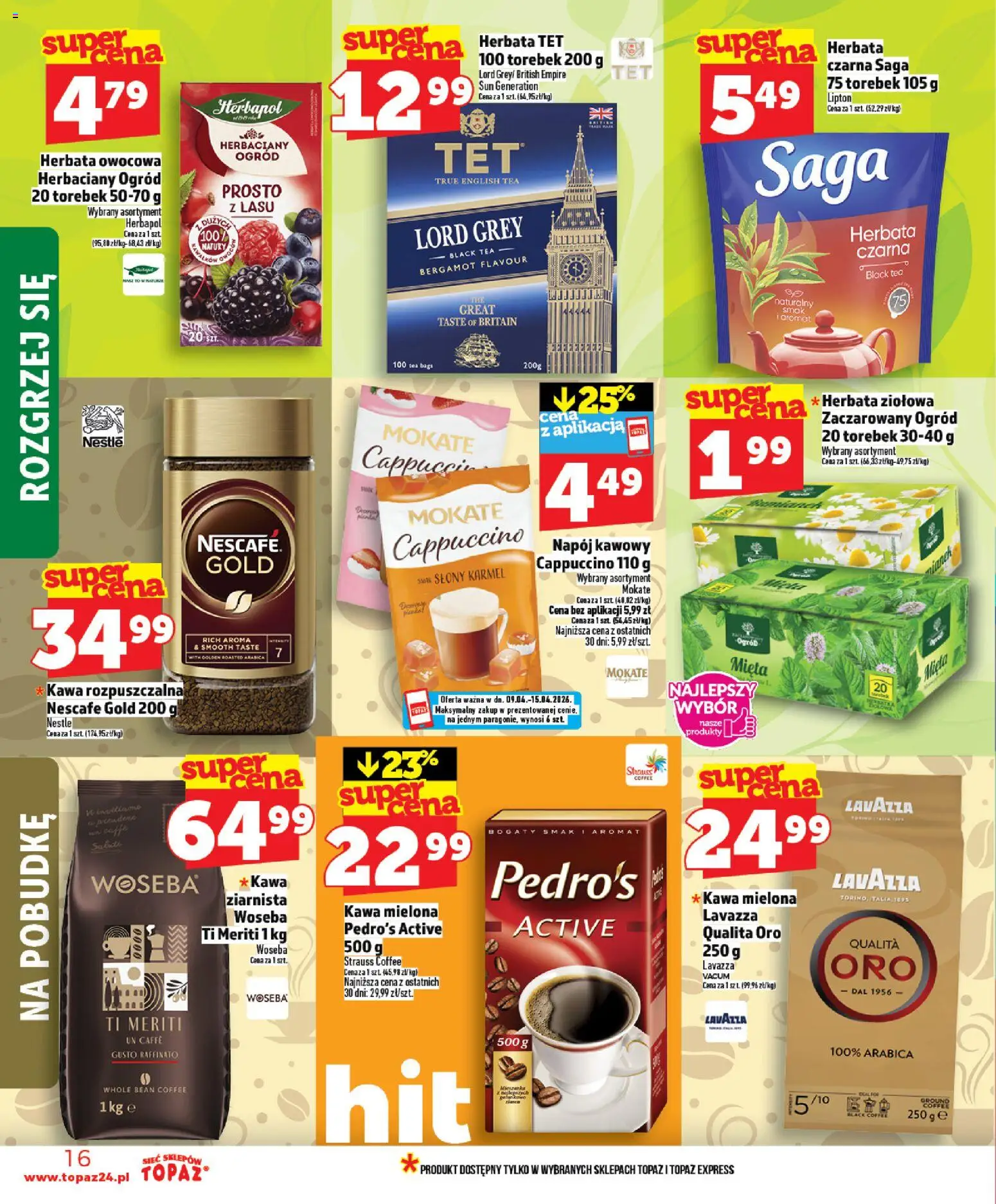 Topaz gazetka od 09.04.2026 | Strona: 16 | Produkty: Nescafe, Kawa rozpuszczalna, Cappuccino, Herbata