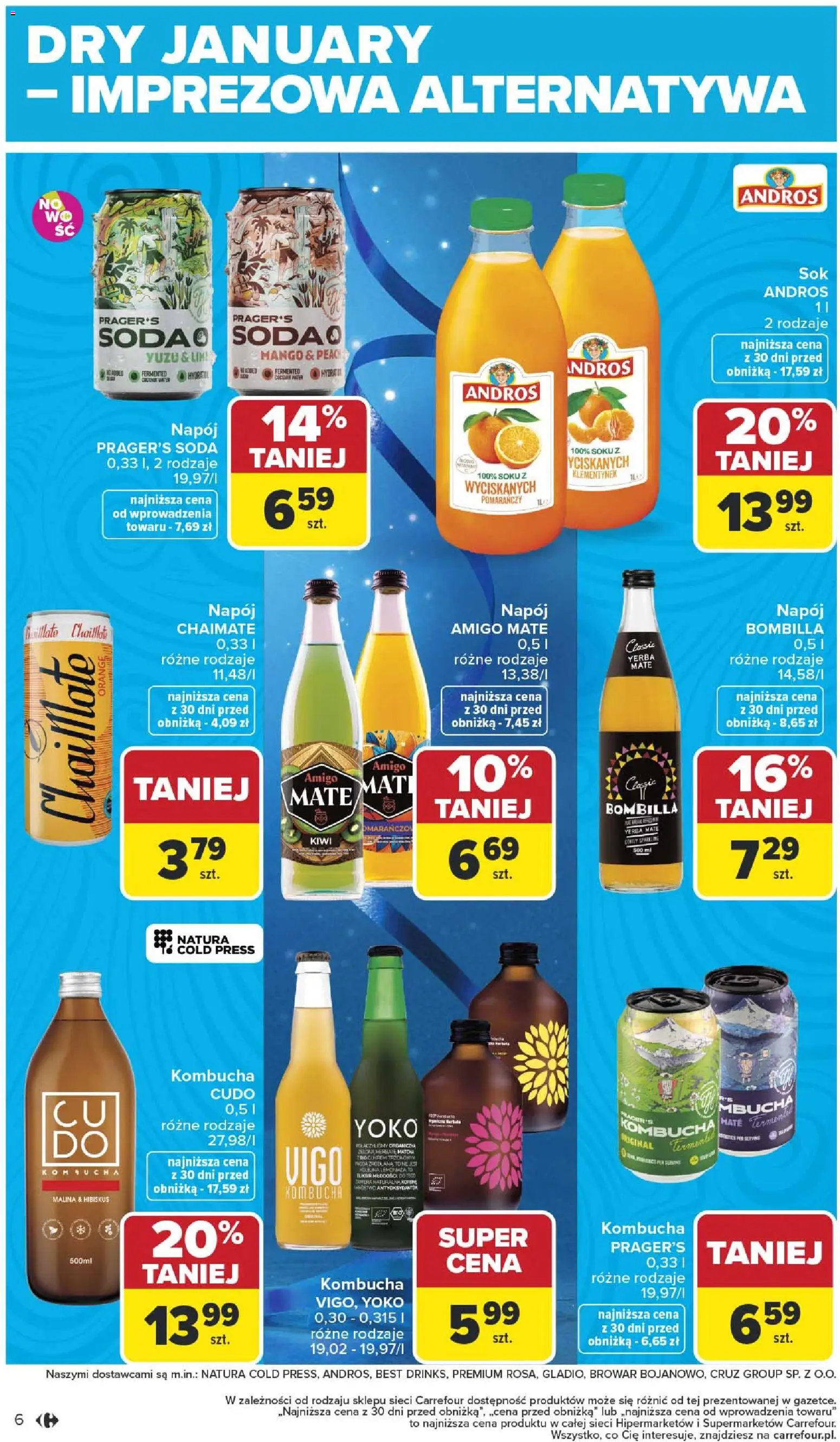 Carrefour Gazetka od 05.01.2026 | Strona: 8 | Produkty: Mango, Kombucha, Kiwi, Yerba mate