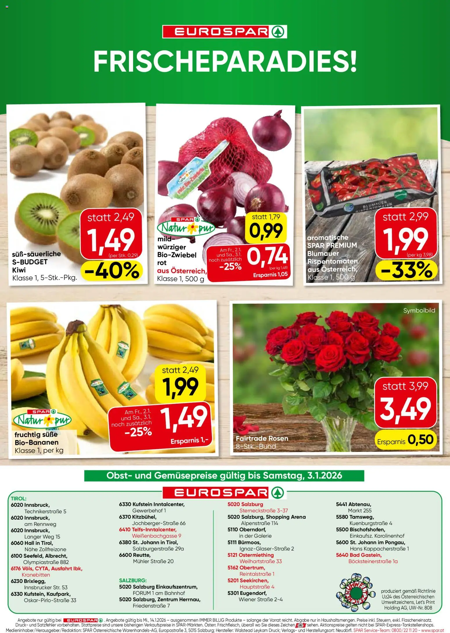 Eurospar Flugblatt - Salzburg gültig ab 02.01.2026 | Seite: 16 | Produkte: Kiwi, Obst, Bad