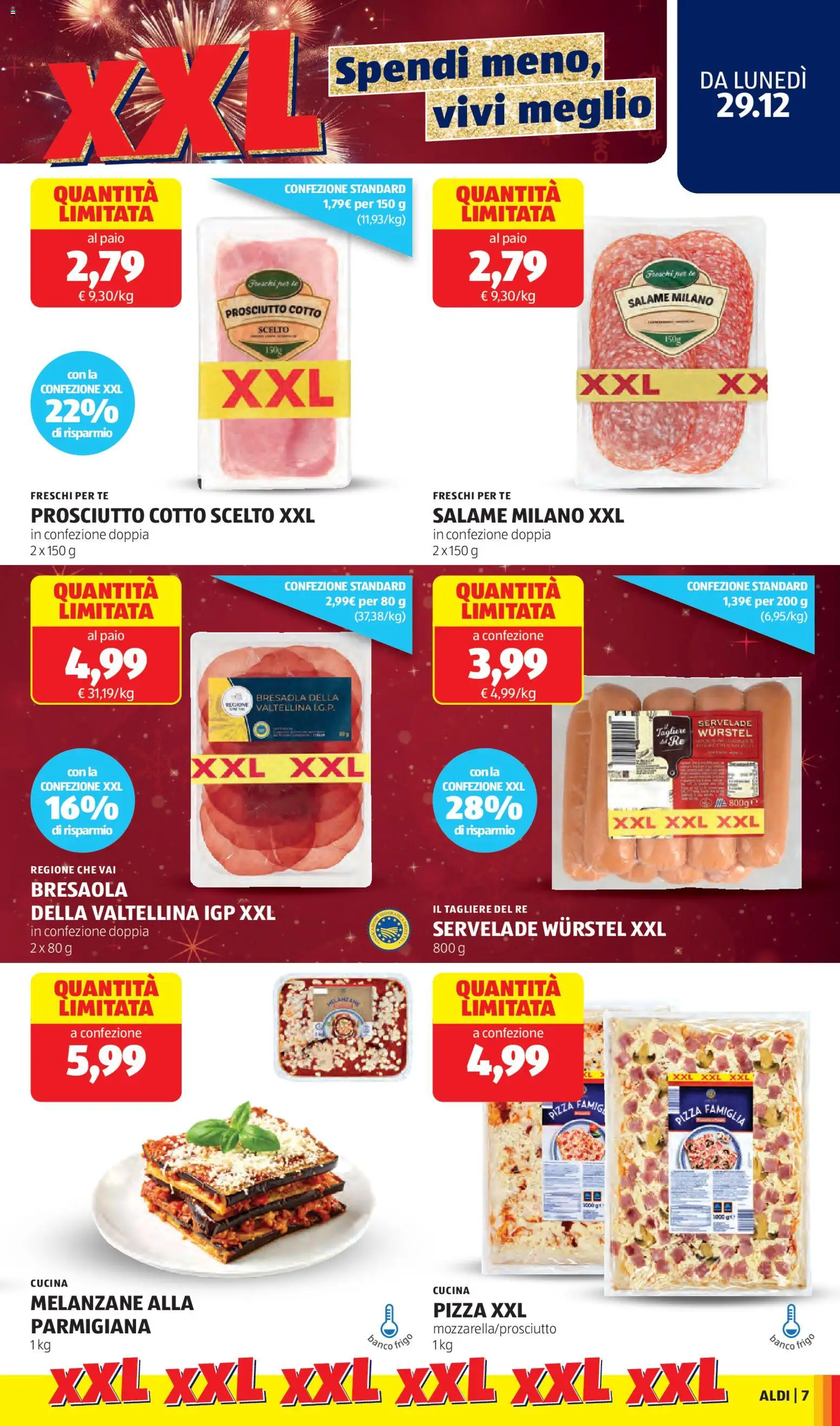 Volantino Aldi del 29.12.2025 | Pagina: 7 | Prodotti: Salame, Tè, Bresaola, Wurstel